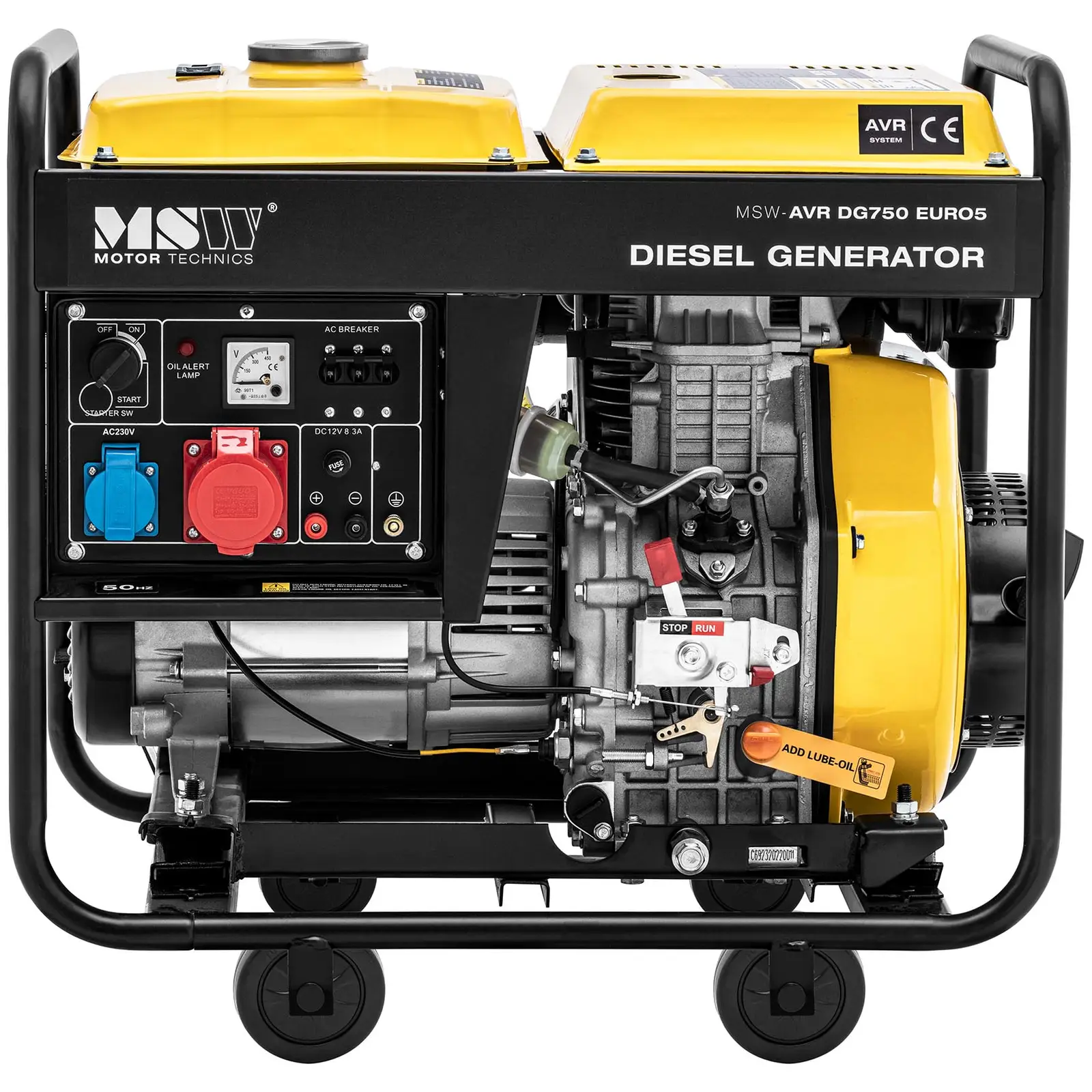 Brugt Dieselgenerator -  1650 / 4600 W - 12,5 l - 230/400 V - mobil - AVR - Euro 5