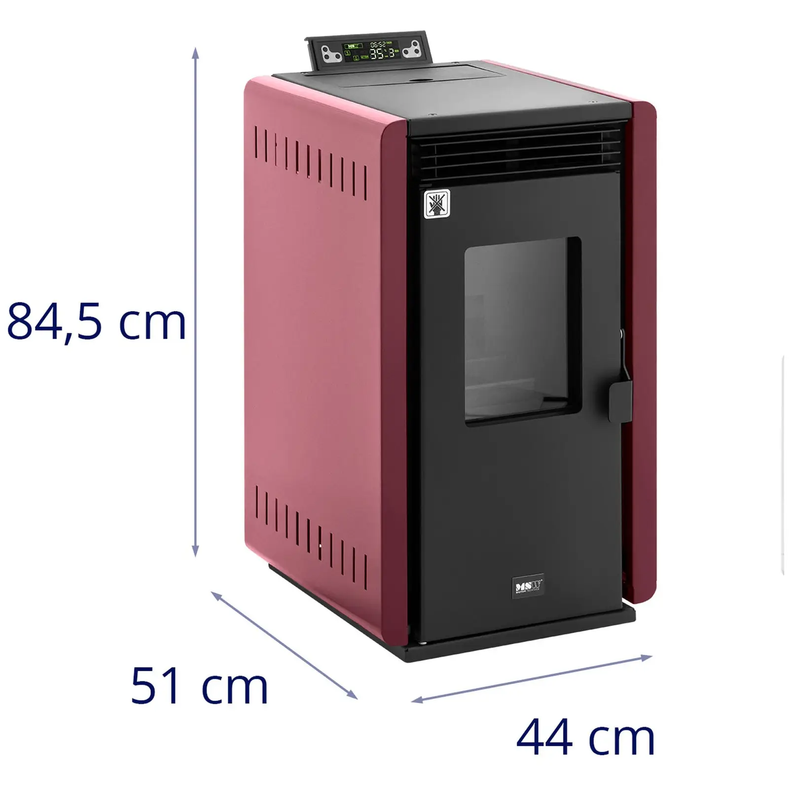 Pelletskamin - 6 kW - for 50–150 m³ - 5 nivåer - timer