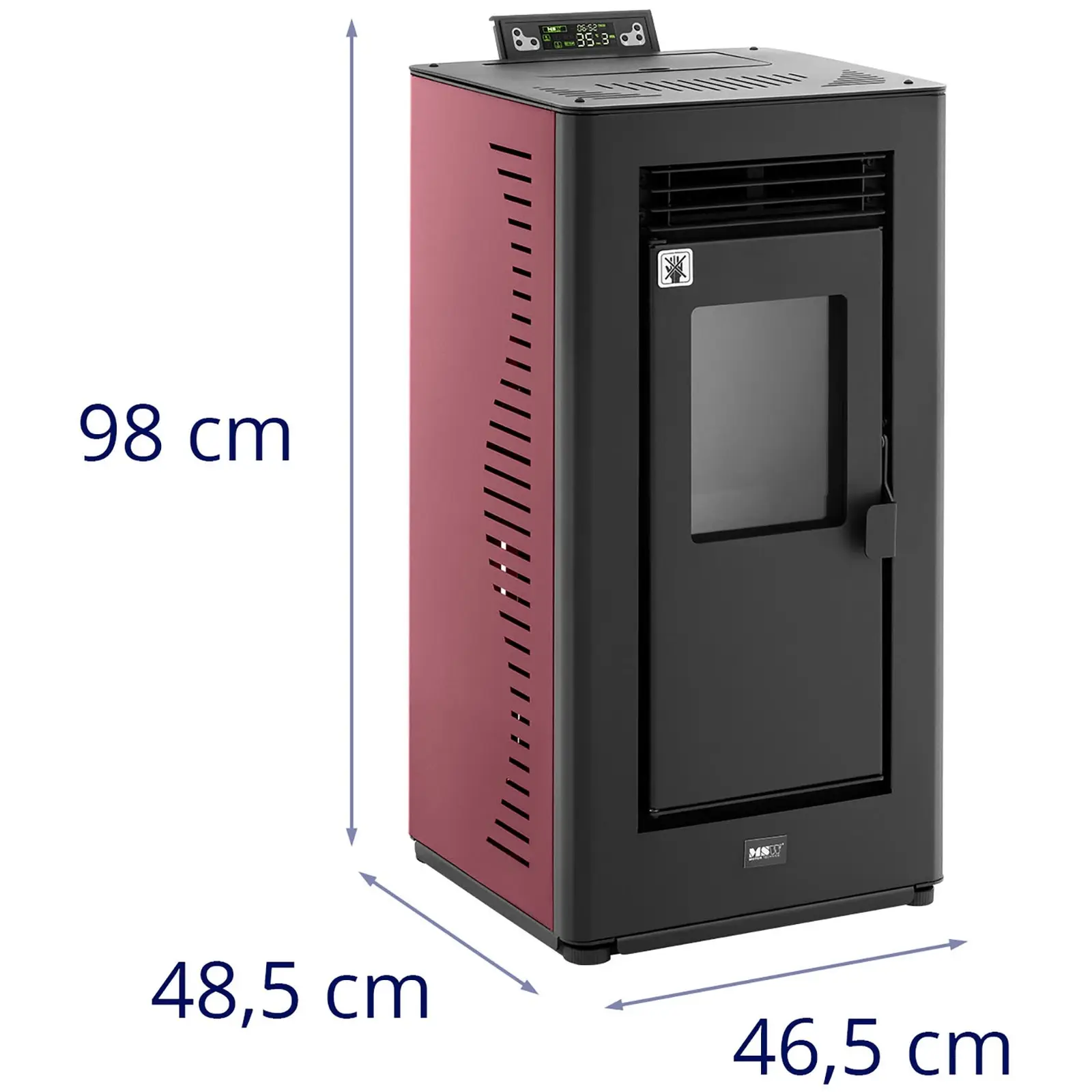 Peletová kamna - 6 kW - pro 50–225 m³ - 5 úrovní - časovač (Barva: Černá)