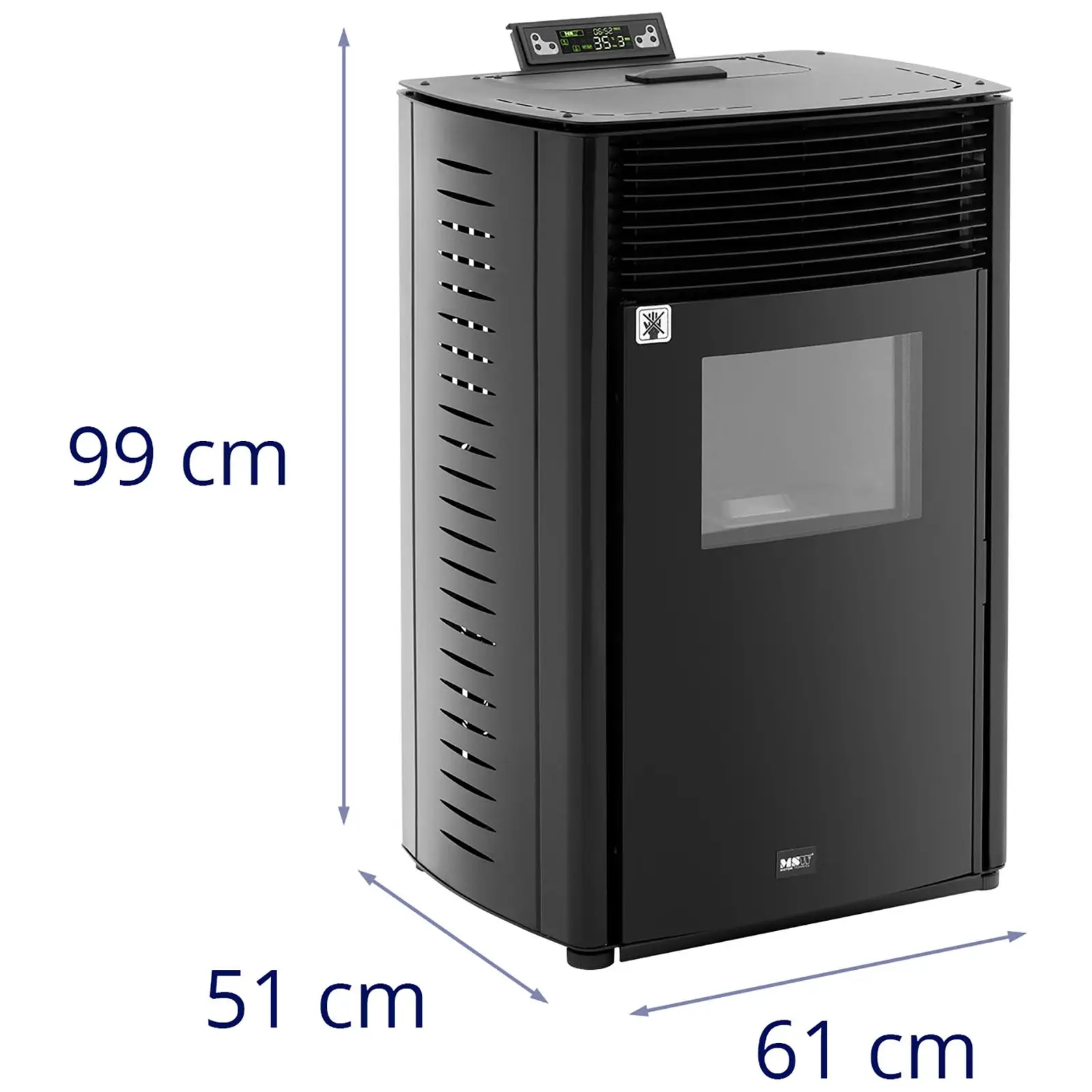 Peletová kamna - 13 kW - pro 50–325 m³ - 5 úrovní - časovač (Výkon [W]: 13 000)