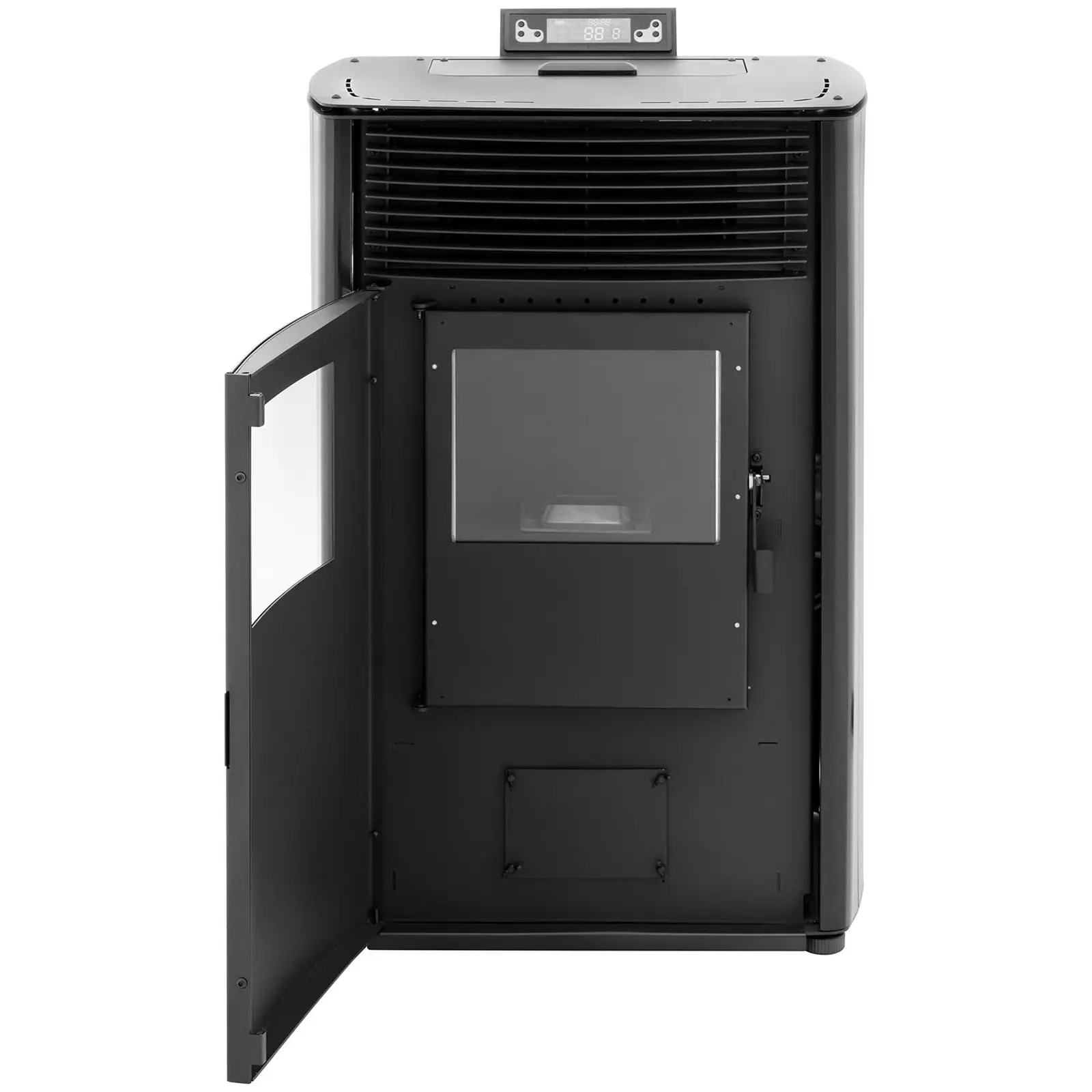 Peletová kamna - 13 kW - pro 50–325 m³ - 5 úrovní - časovač (Barva: Černá)