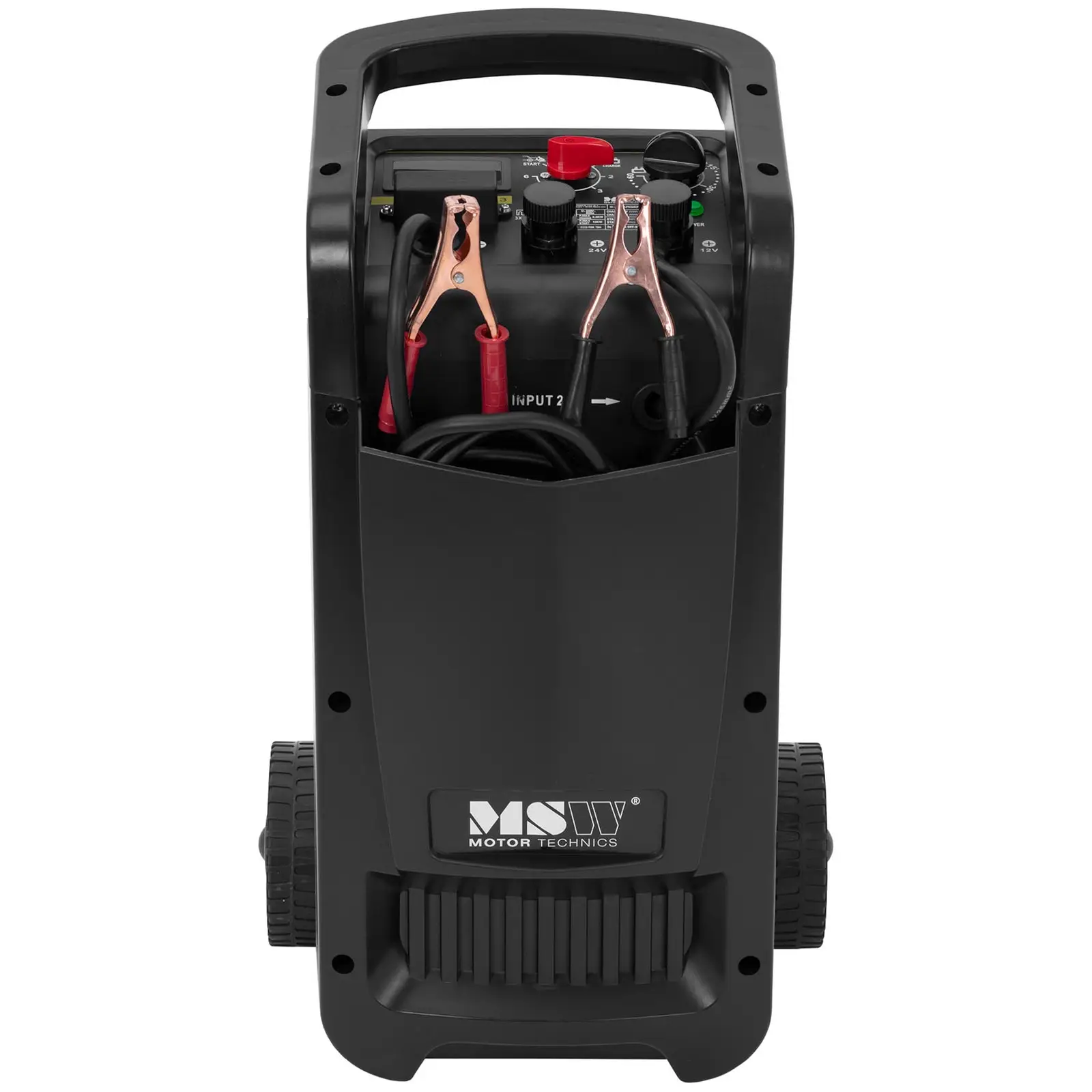 Chargeur de batterie de voiture - Aide au démarrage - 12 / 24 V - 100 A - compact (Longueur câble(s) avec pince (-): 2 m)