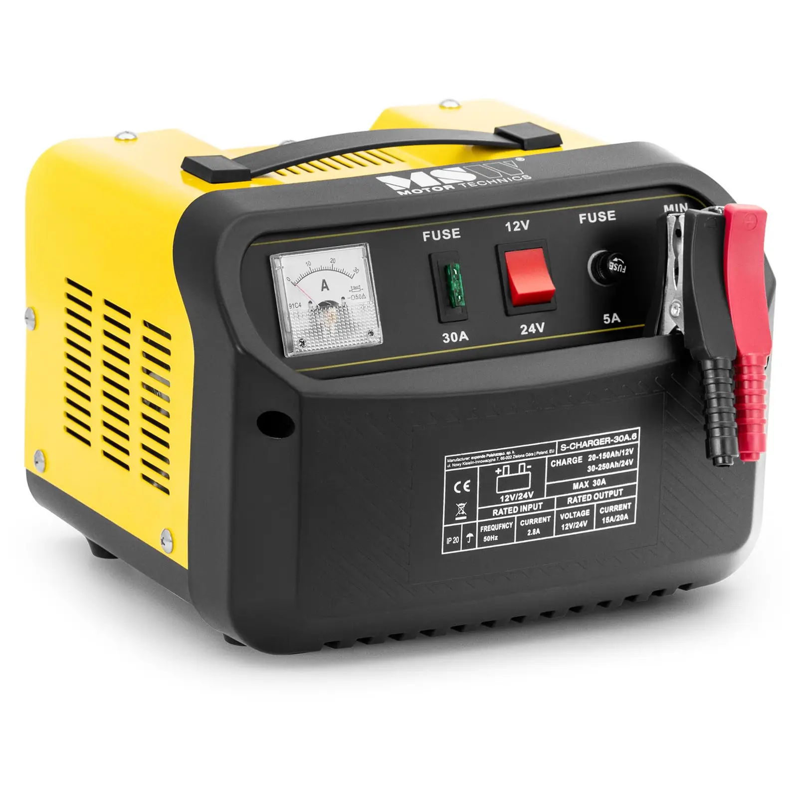 B-Ware Autobatterie-Ladegerät - 12 / 24 V - 27 A - mit Kabelfach