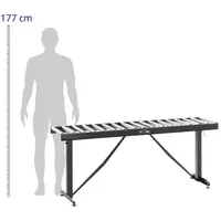 Görgős asztal - 200 kg - 167 x 33 cm - 17 görgő - állítható magasságú