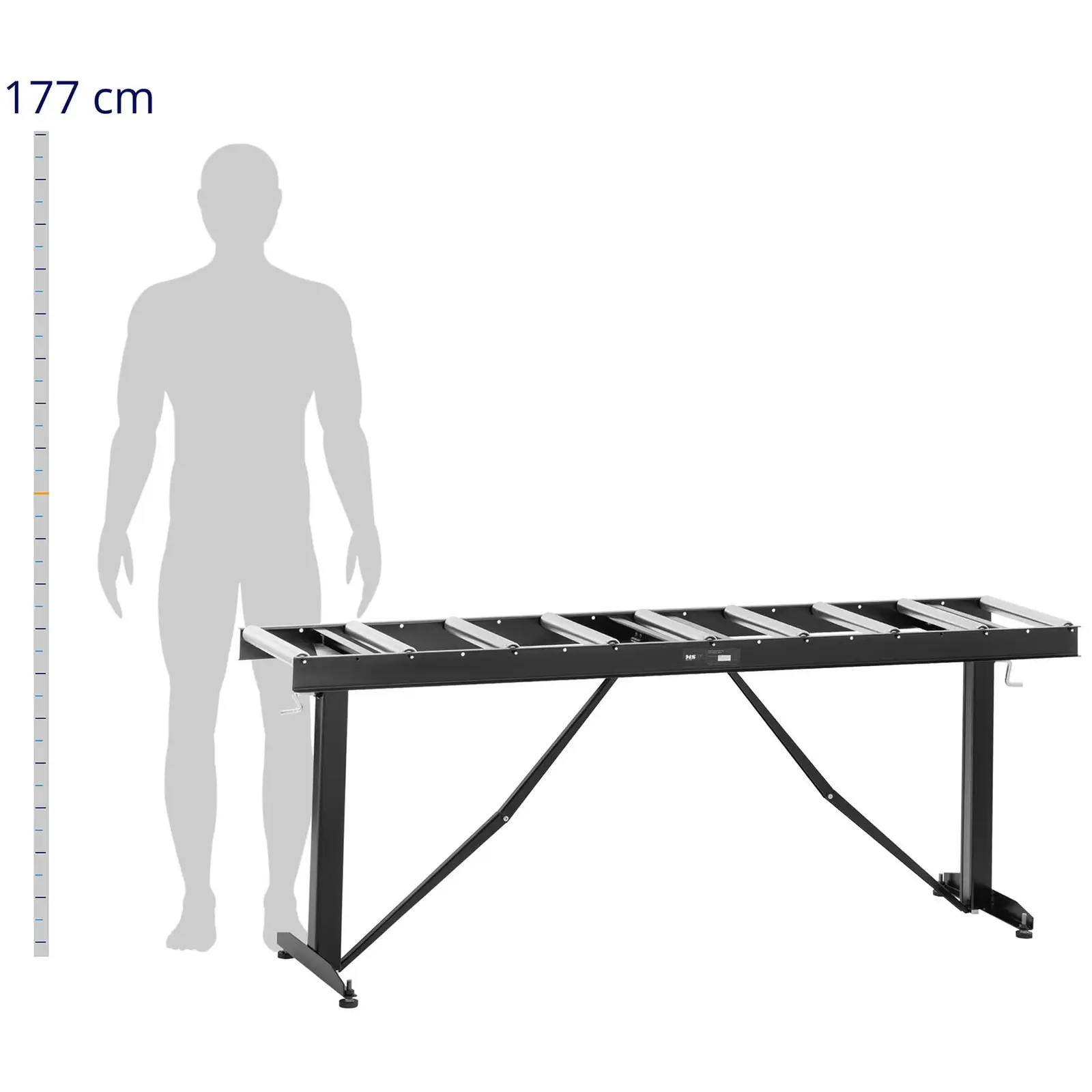 Occasion Convoyeur à rouleaux - 200 kg - 167 x 35 cm - 9 rouleaux - hauteur réglable