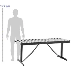 Görgős asztal - 200 kg - 178 x 67 cm - 17 görgő - állítható magasságú
