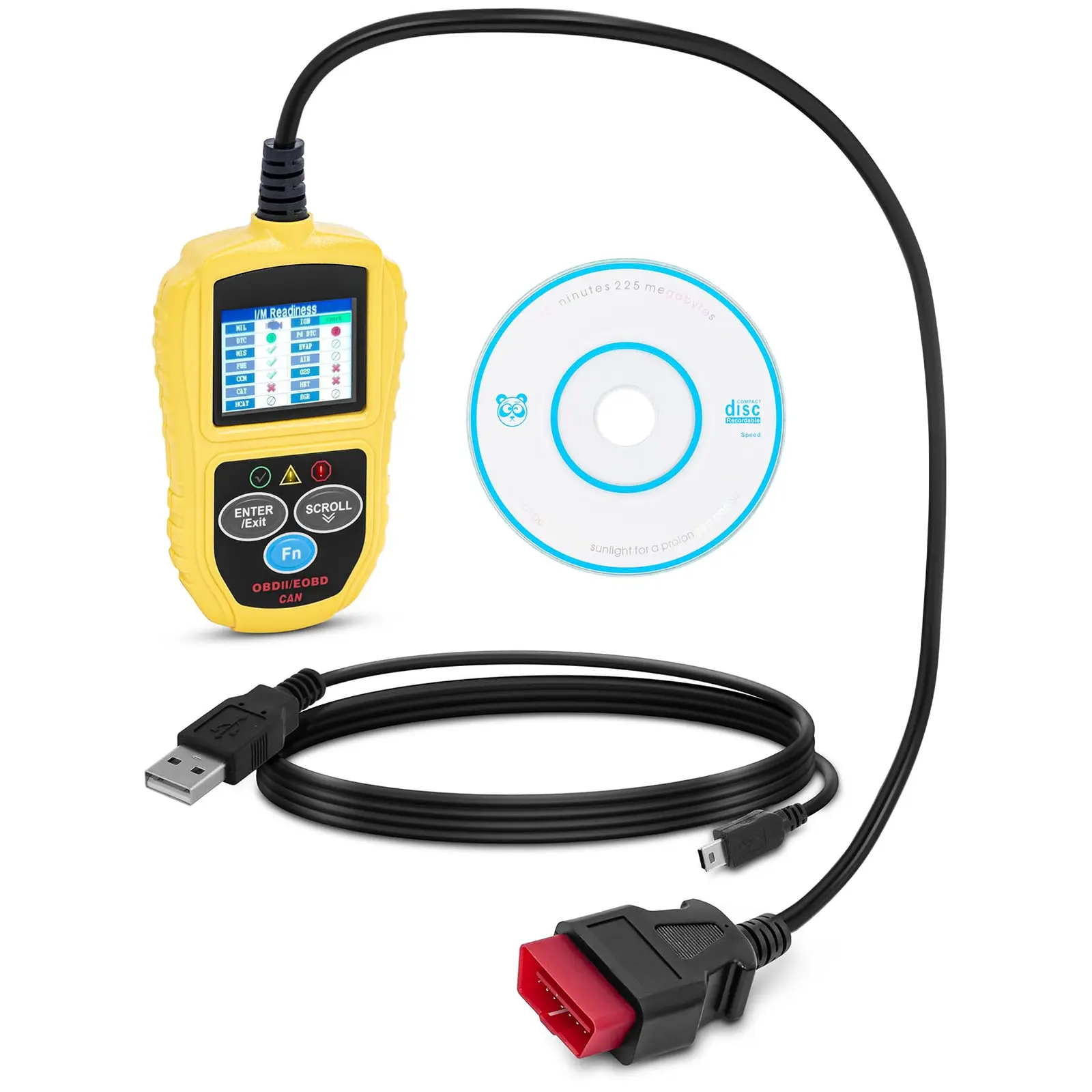 OBD2-Diagnosegerät - 8 - 18 V - LCD - Fehlercodes / VIN / ID / CVN / PCM / ECU / MIL etc.