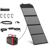 Powerstation con  panel solar - 4 USB - carga rápida 18 W - 1 USB C - 5 DC - AC 100 - 240 V, 200/300 W