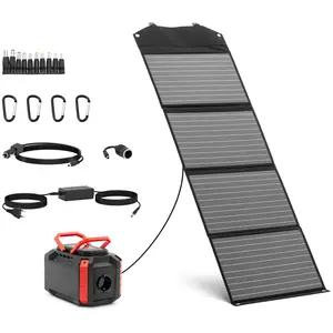 Portable Generator incl. Solar panel - 20 Ah - 4 x USB - Quick Charge 18 W - 1 x USB C - 5 x DC - AC 100 - 240 V, 200/300 W