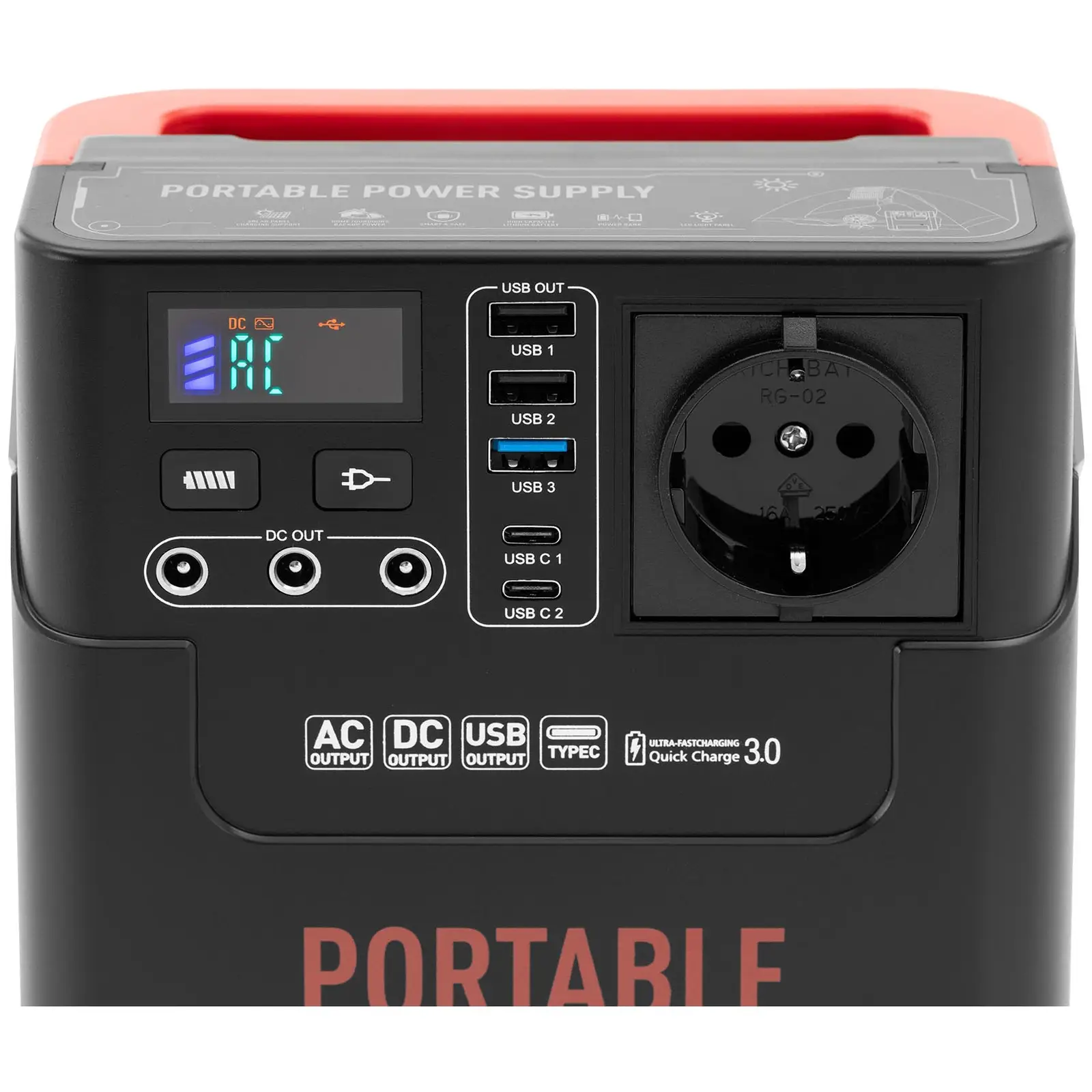 Powerstation - 20 Ah - 3 x USB - Quick Charge 18 W - 2 x USB C - 3 x DC - AC 100–240 V, 150 W