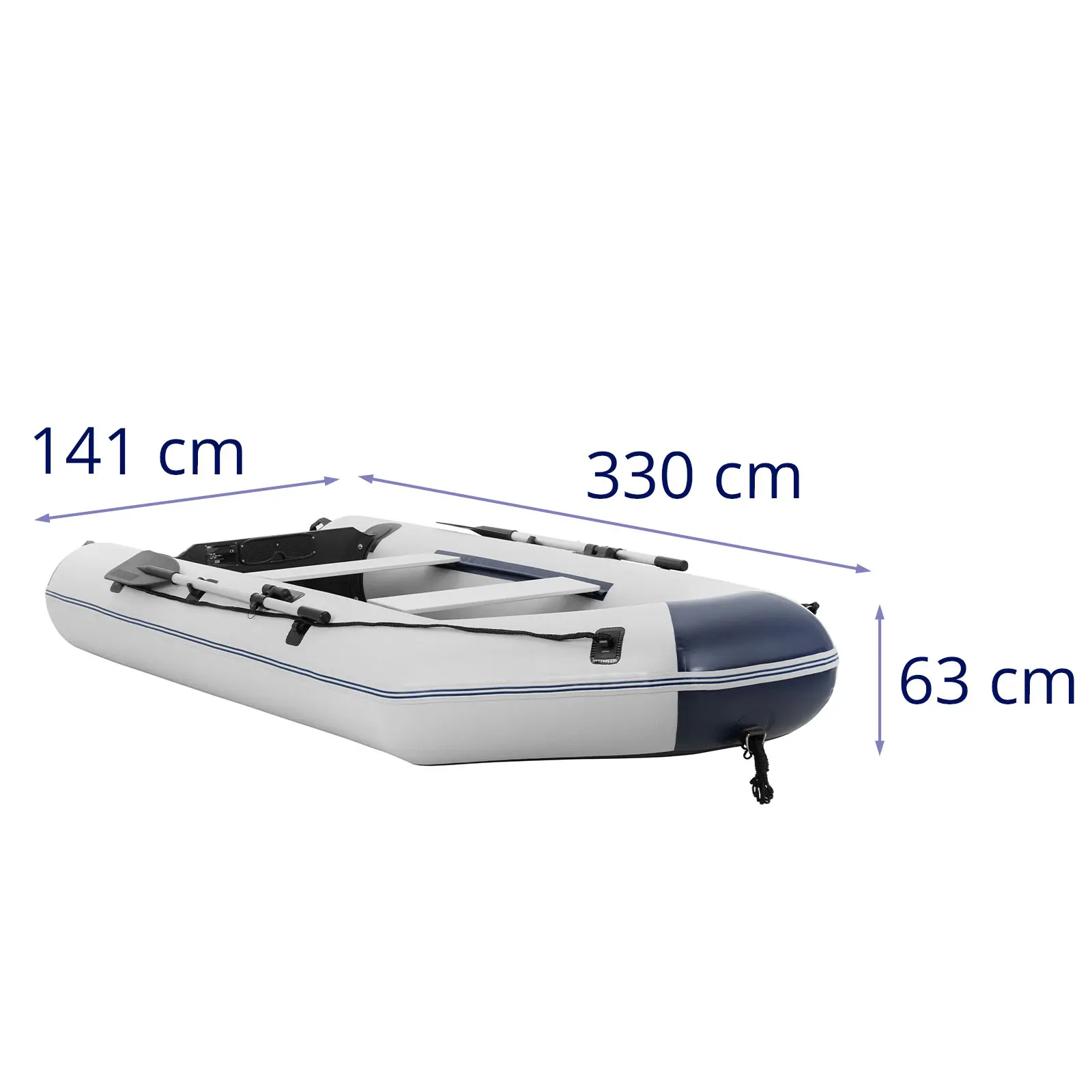 Nadmuchiwana łódź - czarny / biały - 403 kg - aluminiowa podłoga - 5 osób
