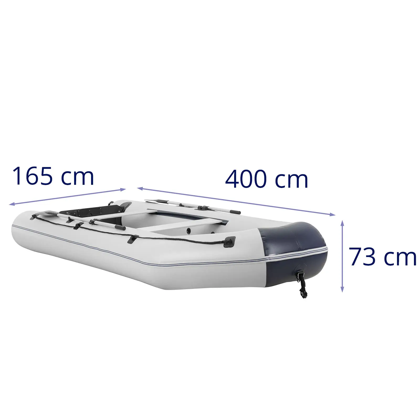 Nafukovací čln - čierna / biela - 570 kg - hliníková podlaha - 6 osôb