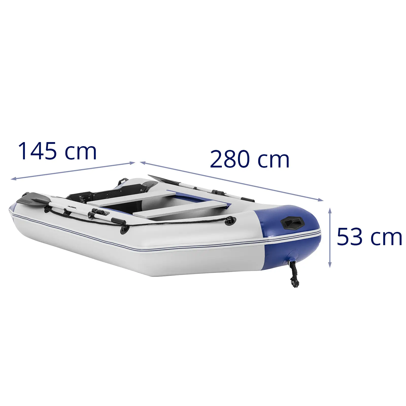 Barca neumática - azul/blanca - 280 kg - suelo de madera - 3 personas