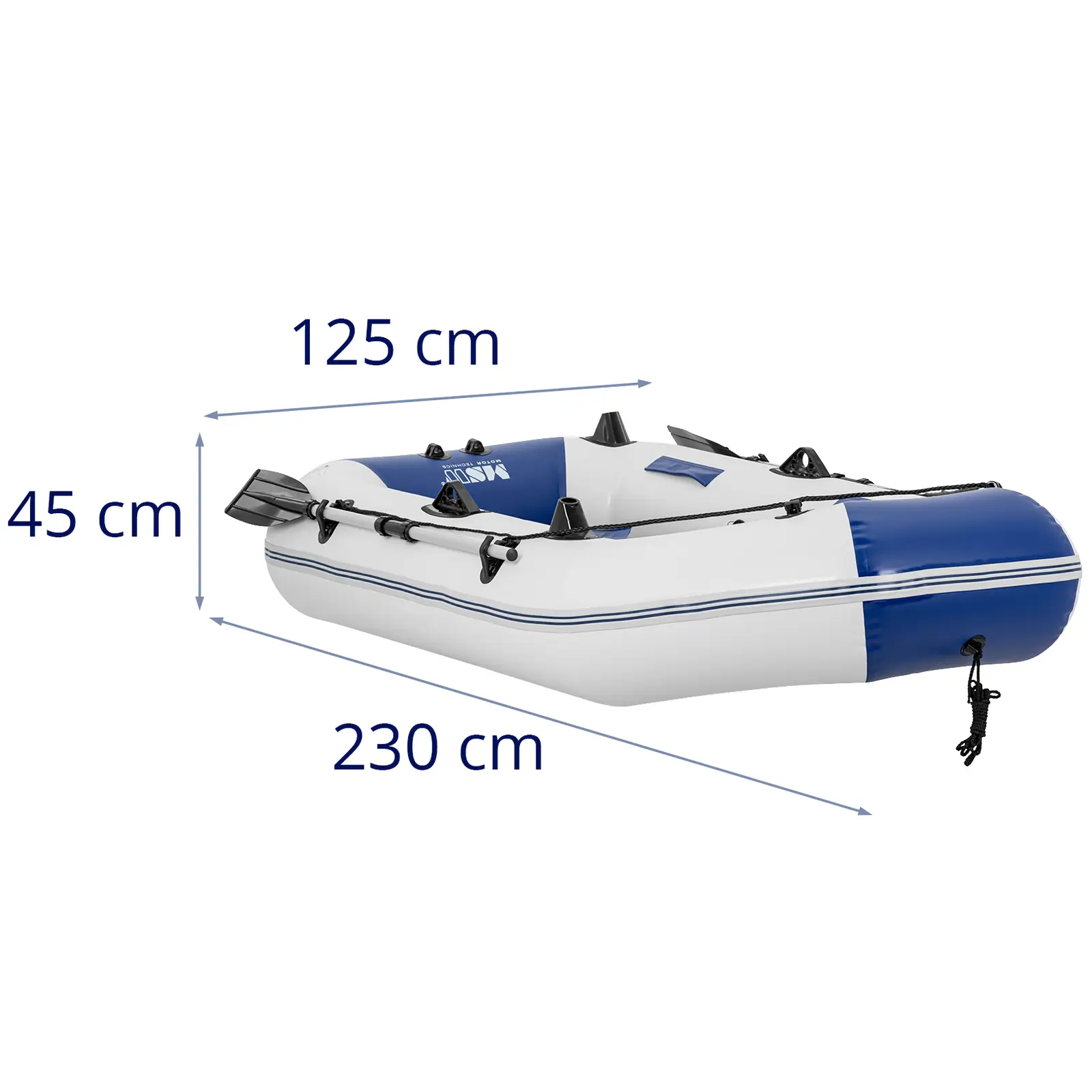 Barca neumática - azul/blanca - 235 kg - soporte para caña de pescar - 3 personas