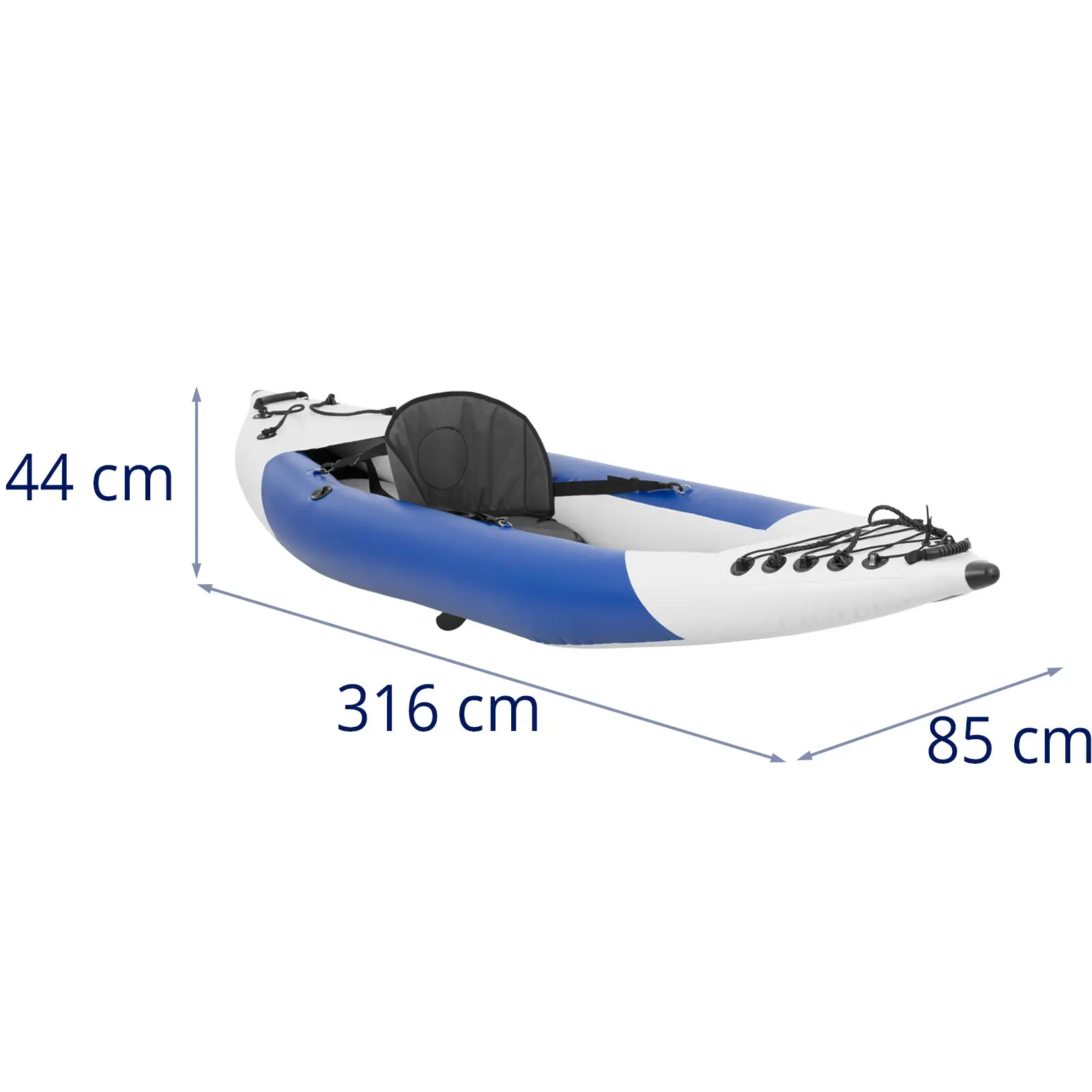 Nafukovací kajak - jednomístný - kompletní sada s pádlem, sedačkou a příslušenstvím  (Hmotnost: 12.7 kg)