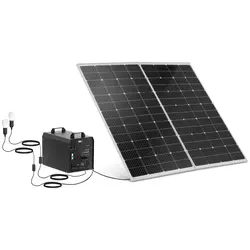 Powerstation med solceller og inverter - 1800 W - 5 / 12 /230 V - 2 LED-pærer