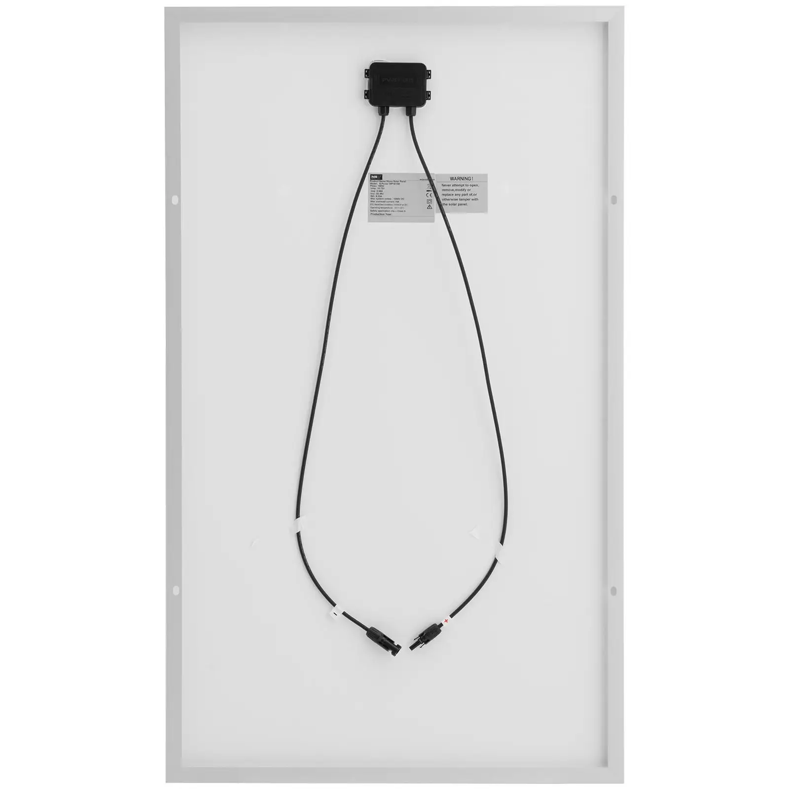 Monokrystalický solární panel - 160 W - 22.46 V - s bypass diodou (Napětí naprázdno: 22.46 V)