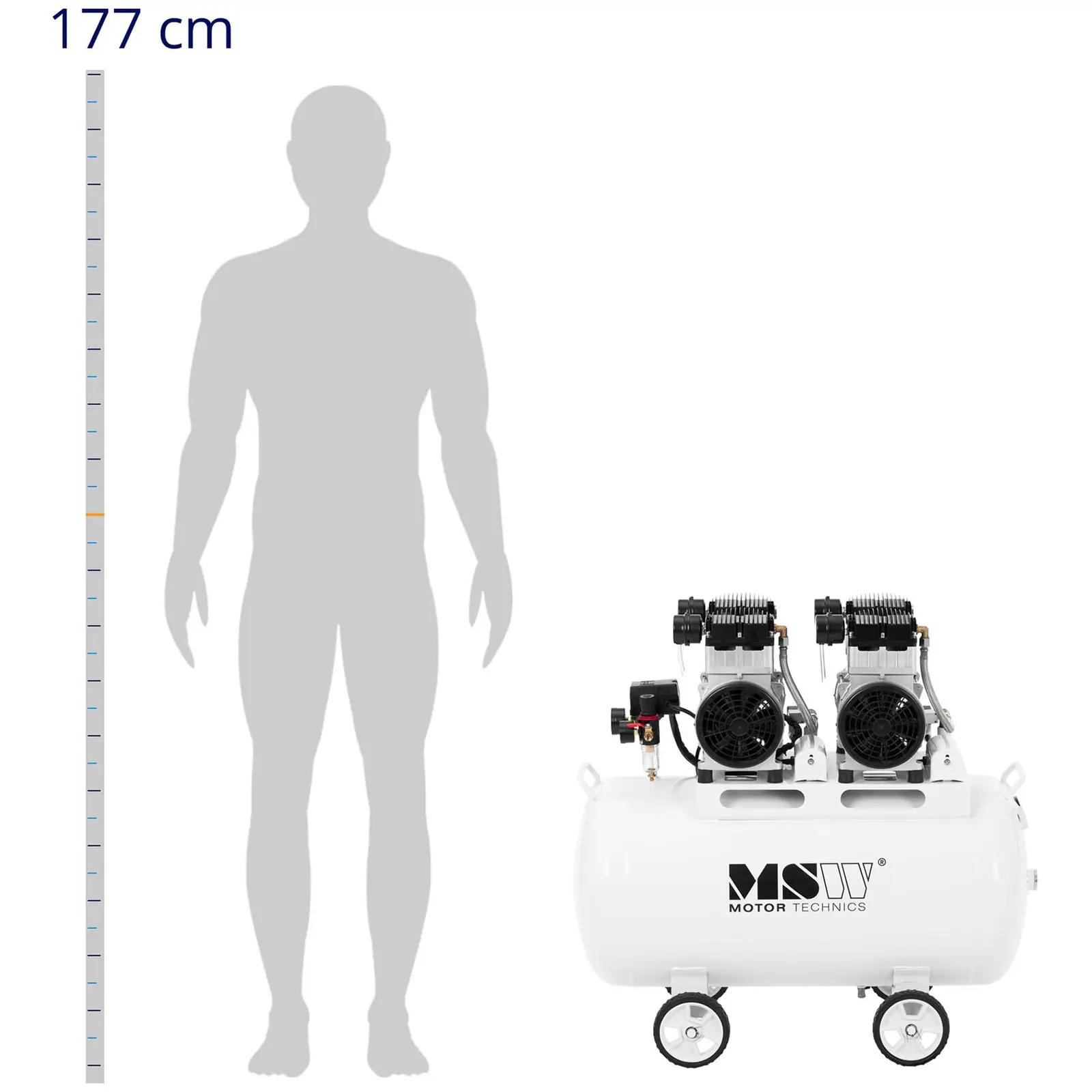 Bezolejový kompresor - 100 l - 3000 W (Maximální výkon: 1.5 kW)