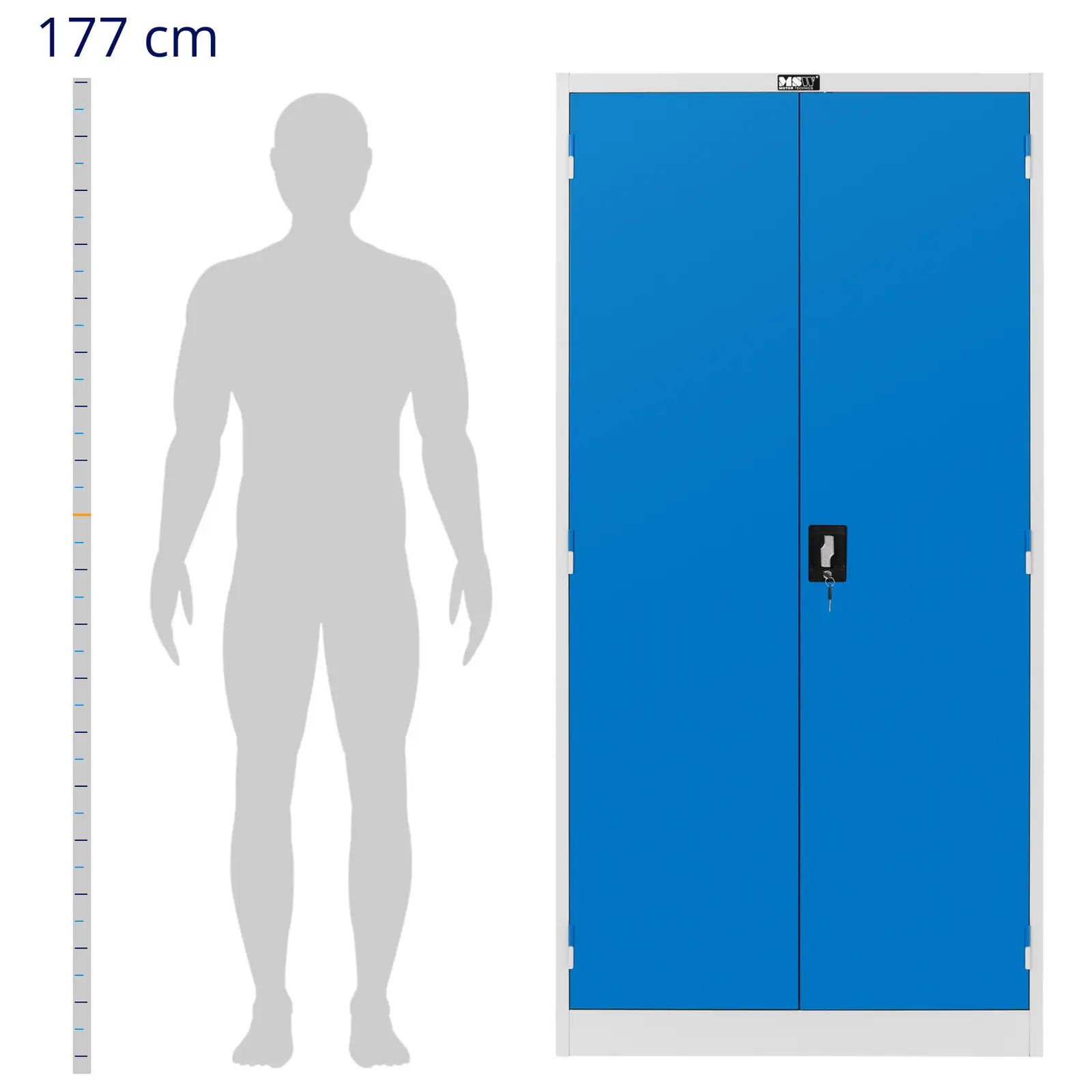 Armário para ferramentas - parede traseira perfurada e porta com dobradiças - 7 gavetas - bloqueável