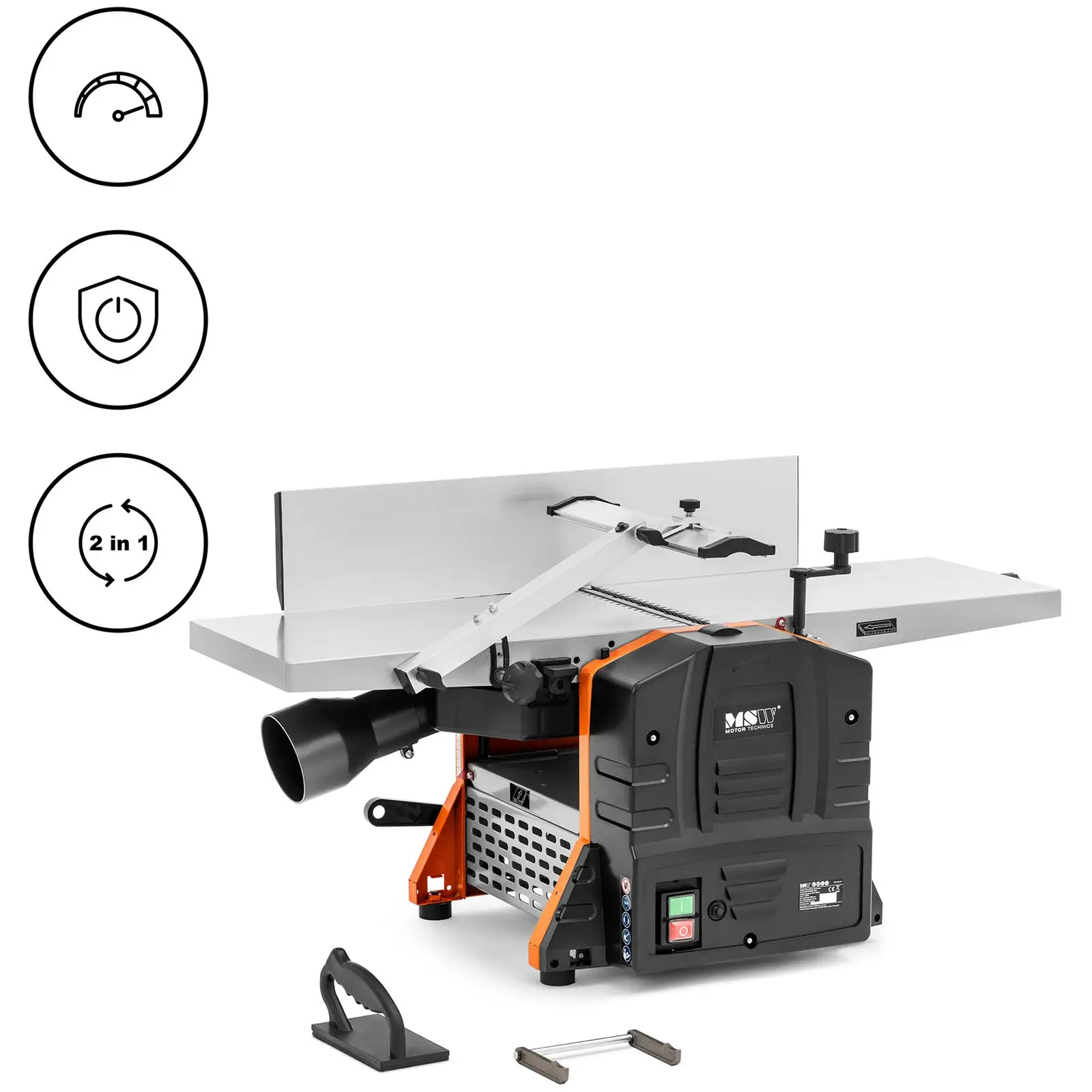 Raboteuse dégauchisseuse - 2 en 1 - 1500 W - 2 lames - largeur de 252 mm