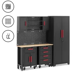Tool Cabinet - modular - 132 x 42.7 x 2.5 cm top - perforated wall - 2 roller containers - lockable