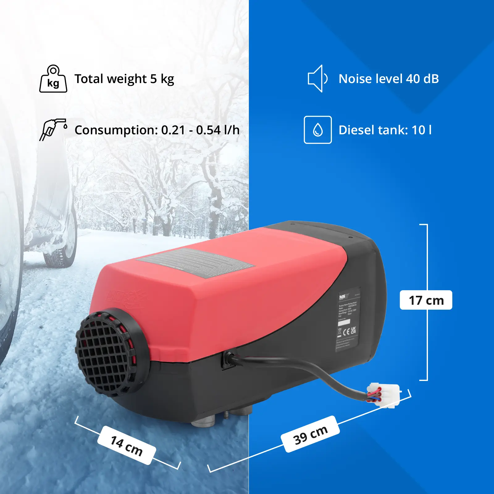 Încălzitor auxiliar diesel - 12 V - 8 kW - rezervor 10 l (Telecomandă: Da)