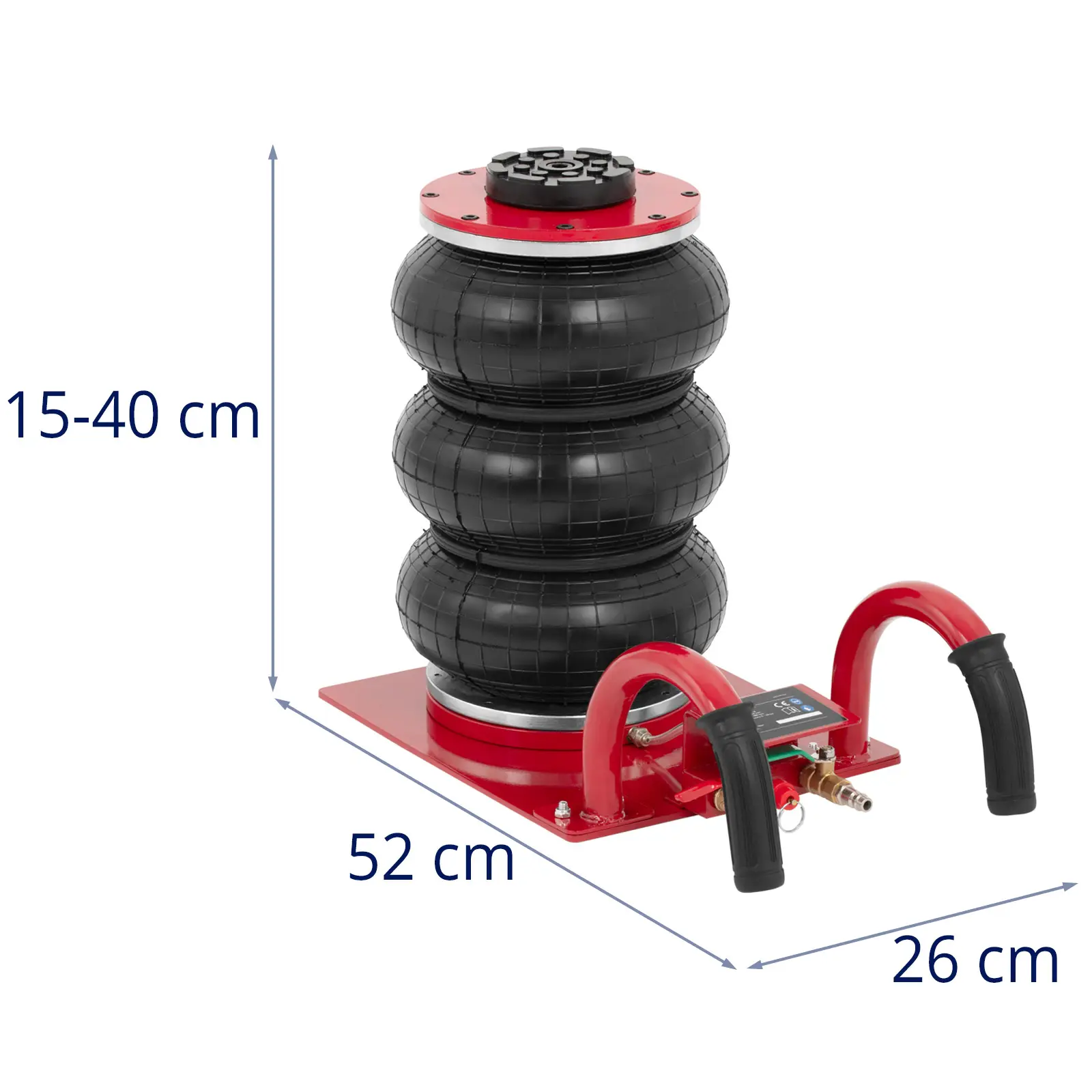 Pneumatische autokrik - 3000 kg - hefhoogte 40 cm - dubbele handgreep