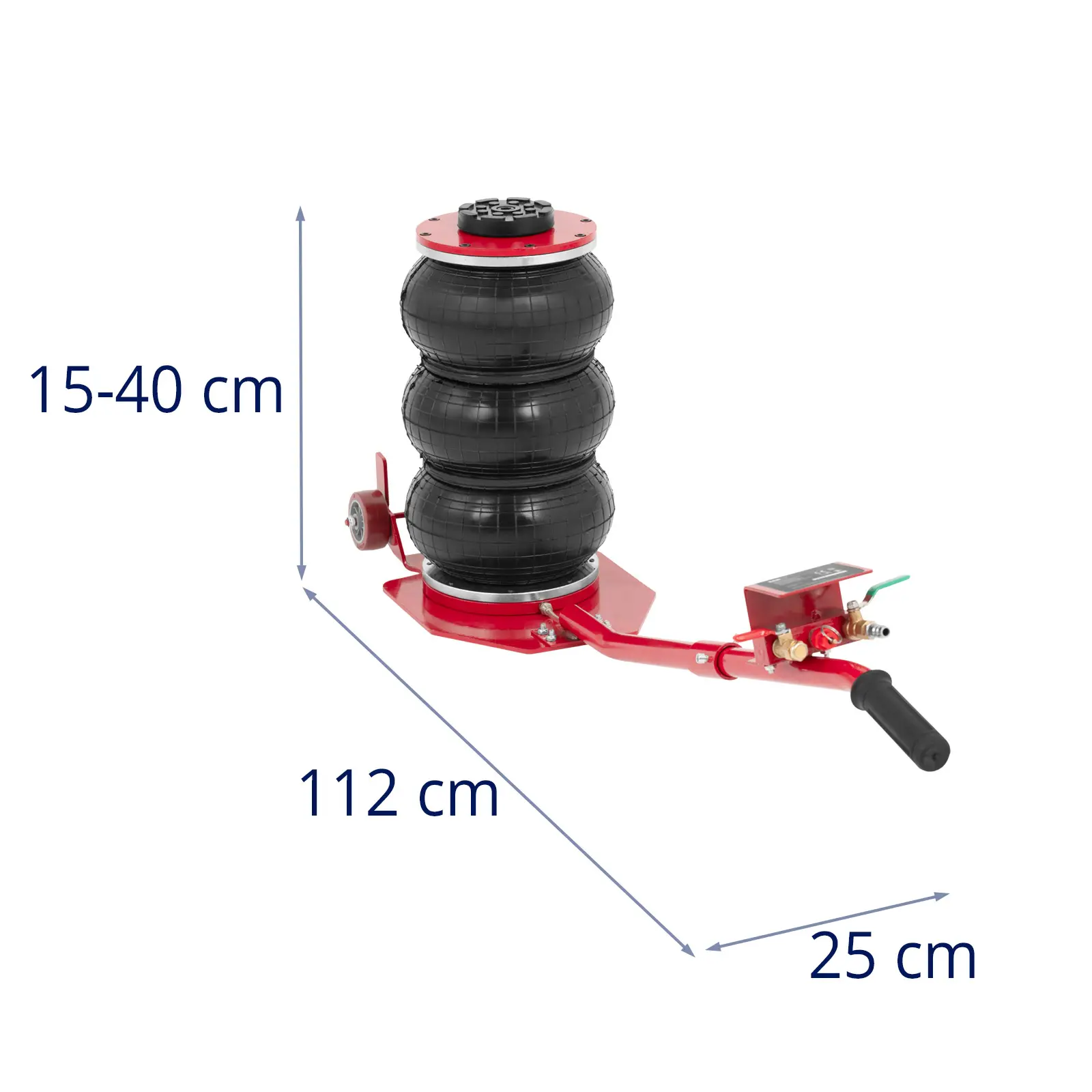 Domkraft med tryckluft - 3000 kg - Lyfthöjd 40 cm - Handtag 75 cm