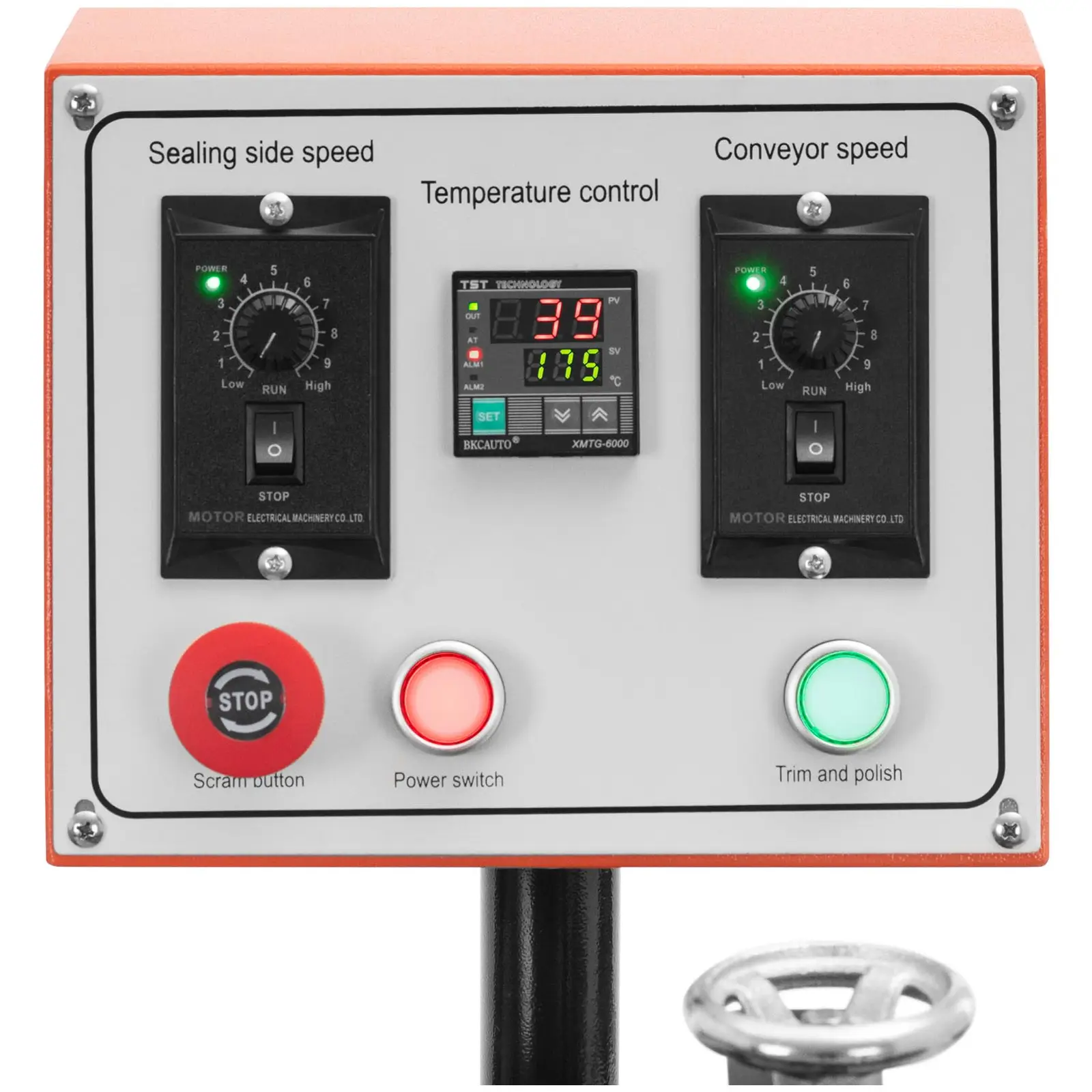 Olepovačka hran - 4 000 W - rychlost posuvu 0–10 m/min - 120–180 °C (Frekvence [Hz]: 50/60)