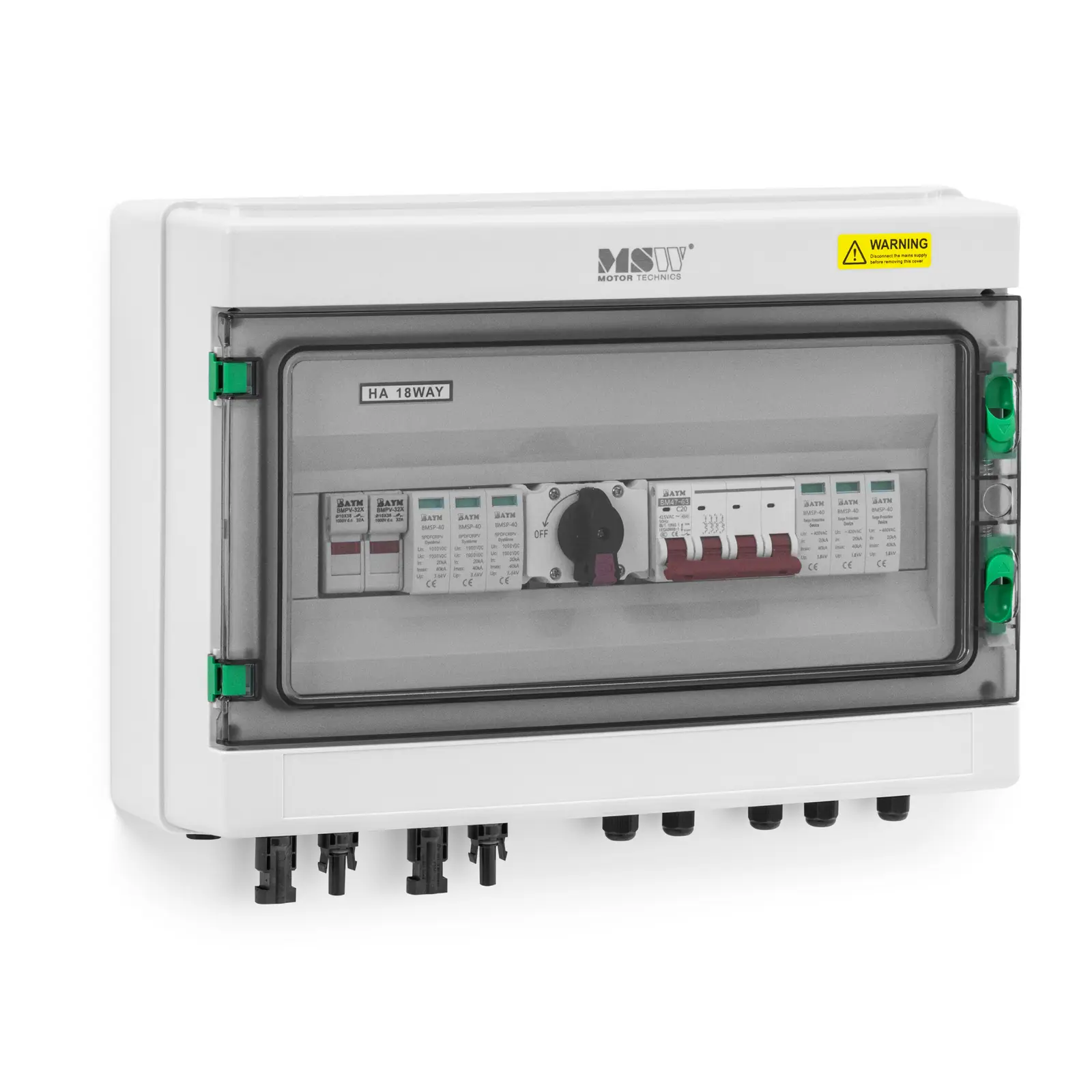 Junction Box with Surge Protection for PV Systems - type 2 - 2 inputs / 2 outputs - 1000 V - IP65