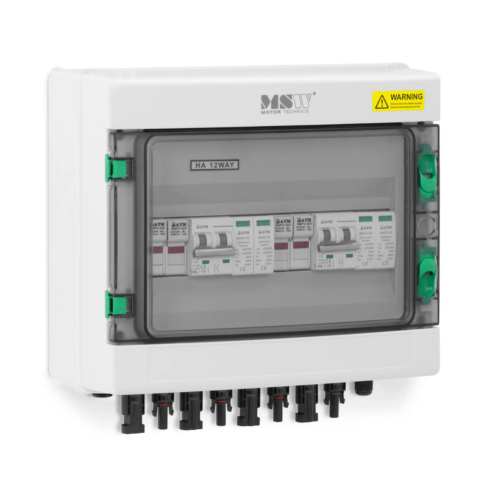 Caixa de derivação com proteção contra sobretensão para sistema fotovoltaico - tipo 2 - 2 entradas / 2 saídas - 1000 V - IP65