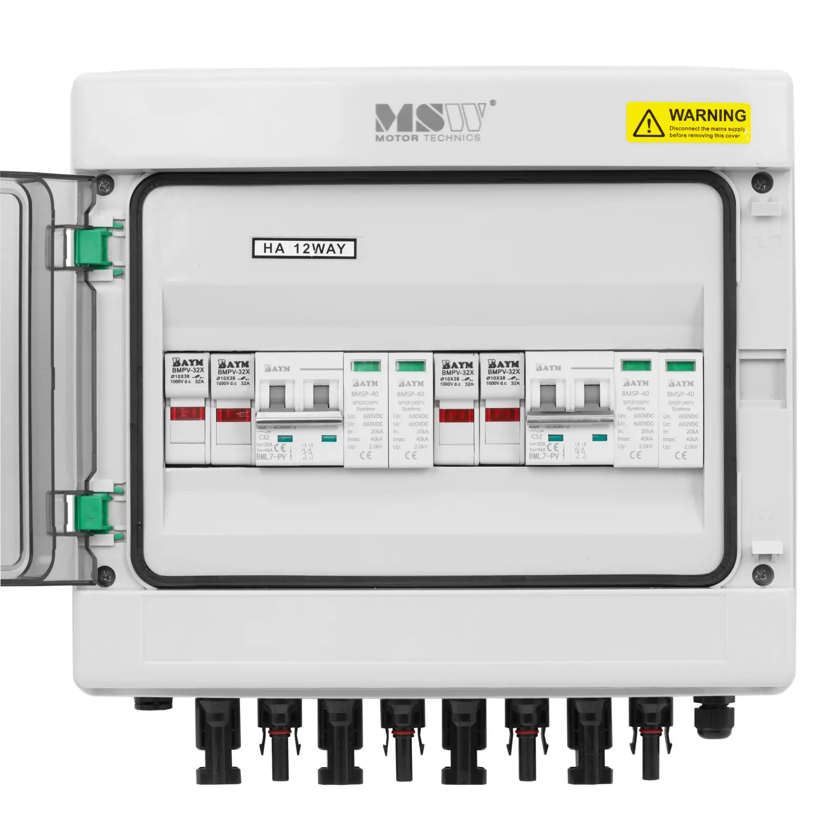 Anschlusskasten mit Überspannungsschutz für PV-Anlage - Typ 2 - 2 Eingänge / 2 Ausgänge - 1000 V - IP65