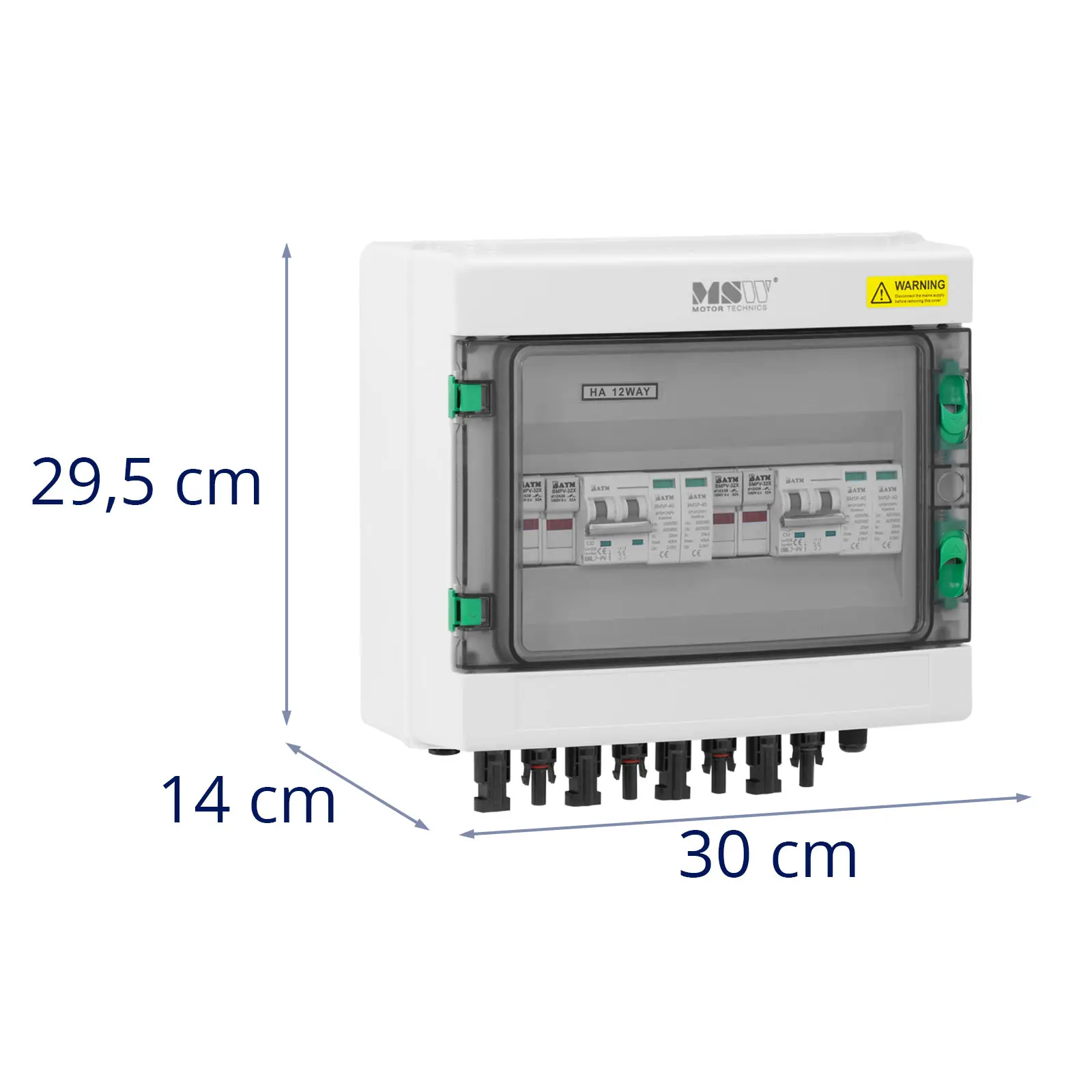 Anschlusskasten mit Überspannungsschutz für PV-Anlage - Typ 2 - 2 Eingänge / 2 Ausgänge - 1000 V - IP65