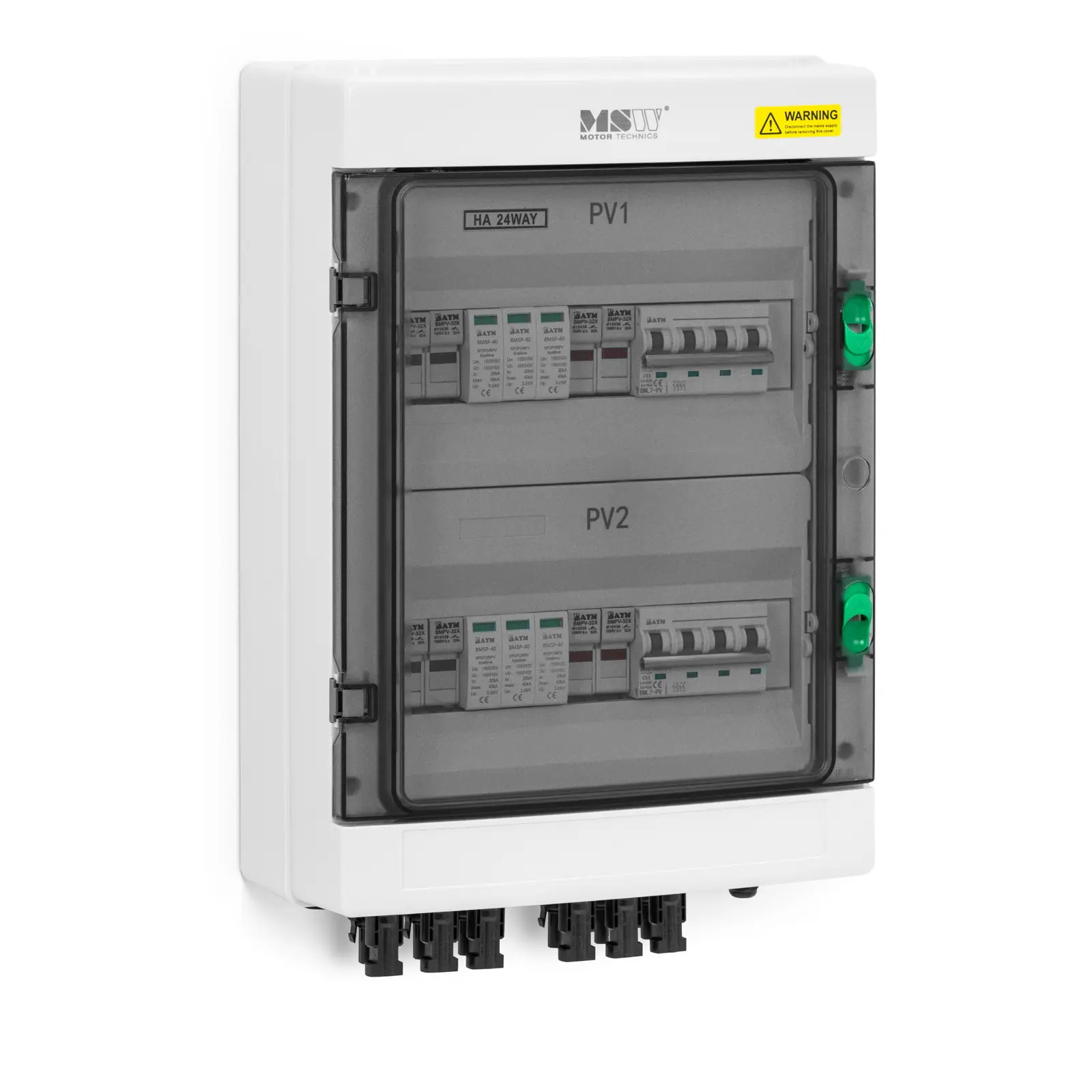 Aansluitdoos met overspanningsbeveiliging voor PV-systeem - type 2 - 4 ingangen / 2 uitgangen - 1000 V - IP65