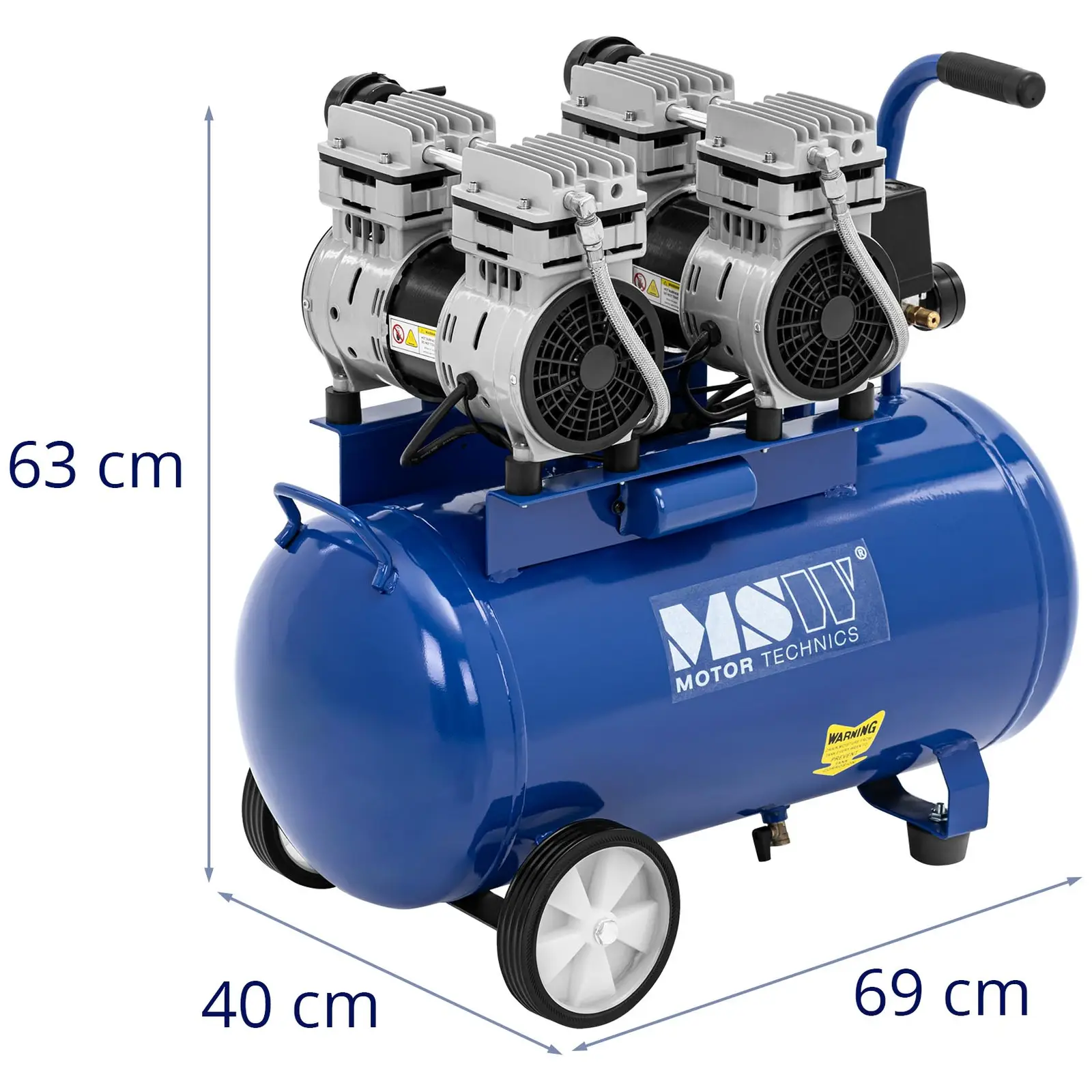 Bezolejový kompresor - 50 l - 2 x 750 W (Pojistný ventil: Ano)