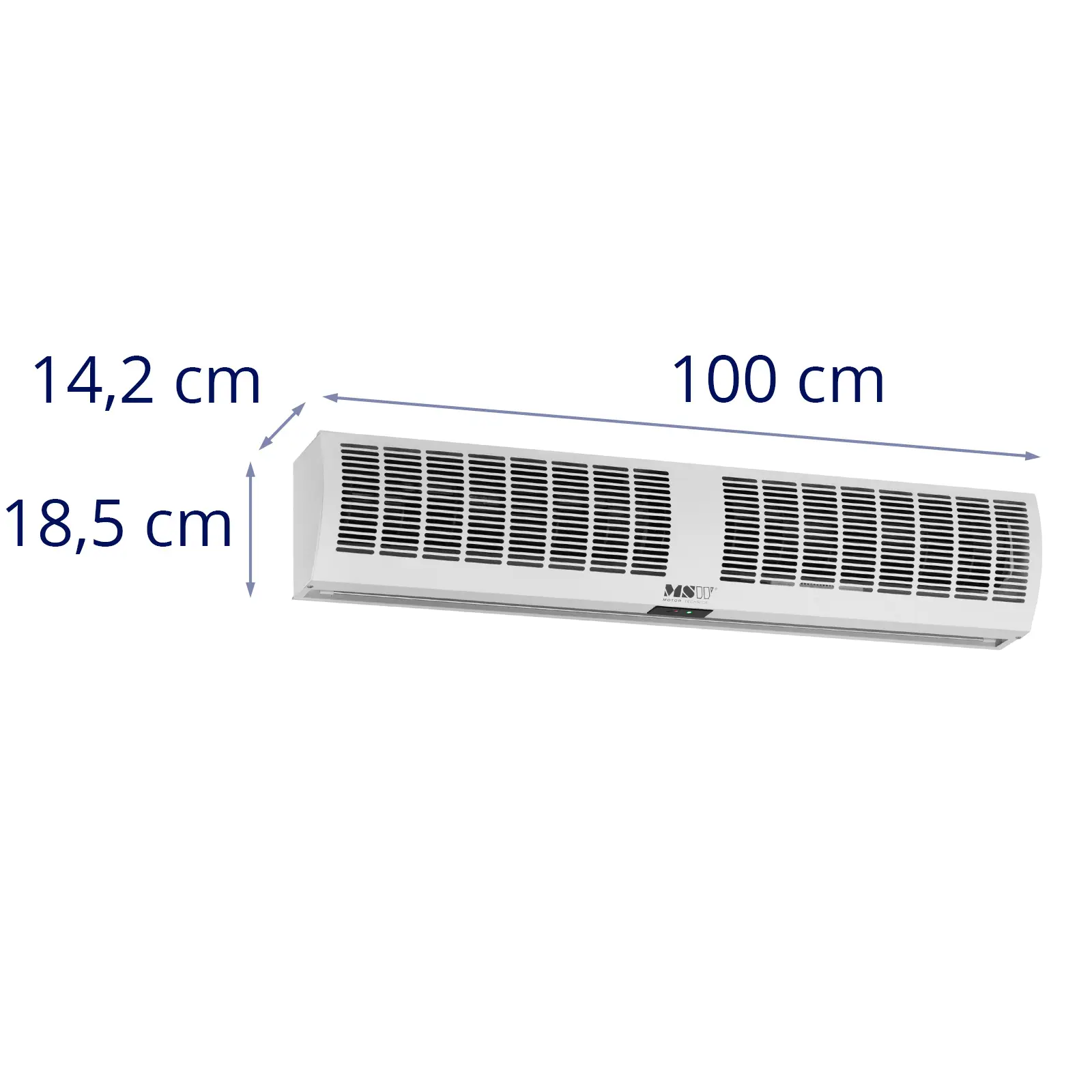 Luftridå - 1 m - 2 värmelägen - 1520 m³/h - Fjärrkontroll - 130 W