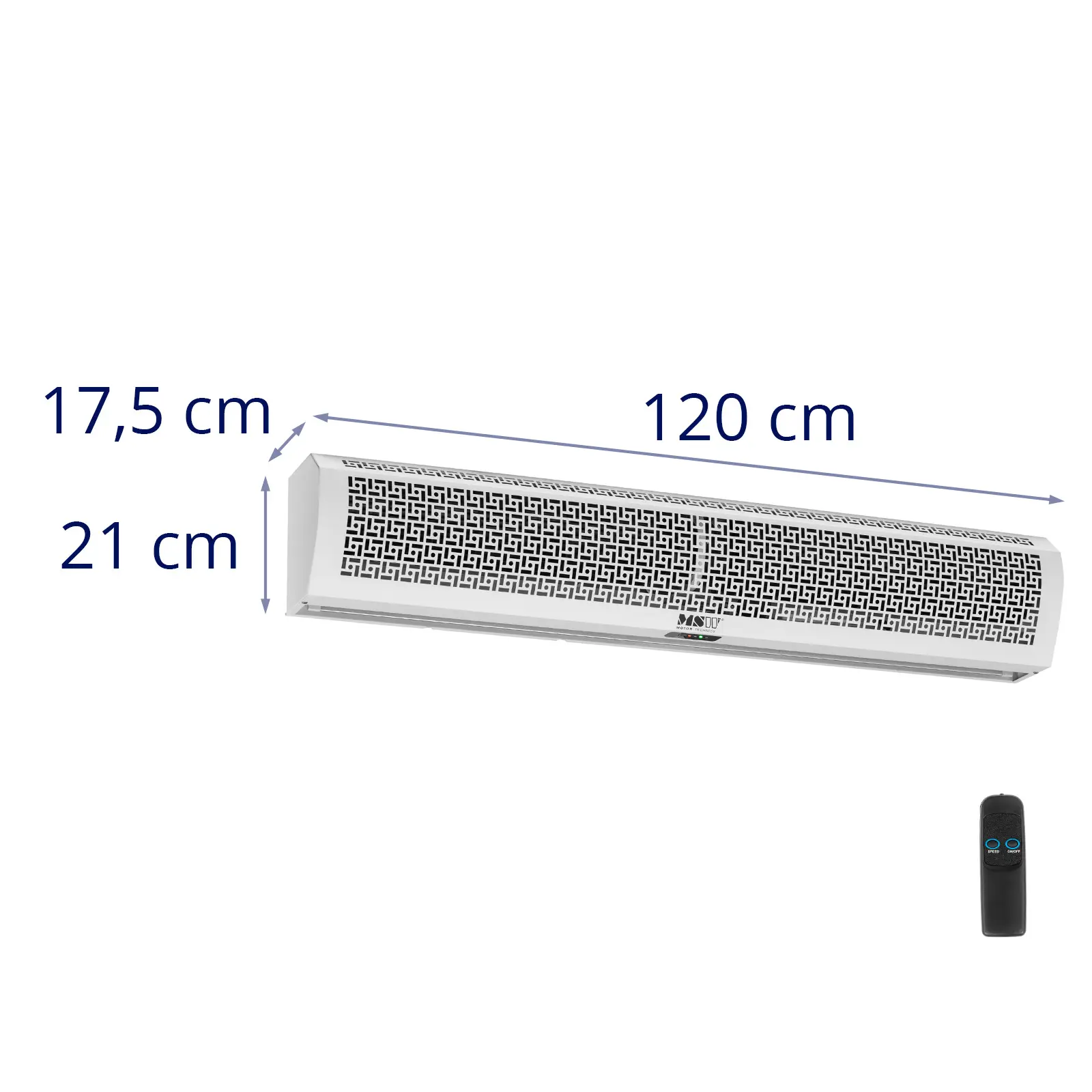 Vzduchová clona - 1,2 m - 3 030 m³/h - dálkové ovládání - 170 W (Materiál: Plast ABS)