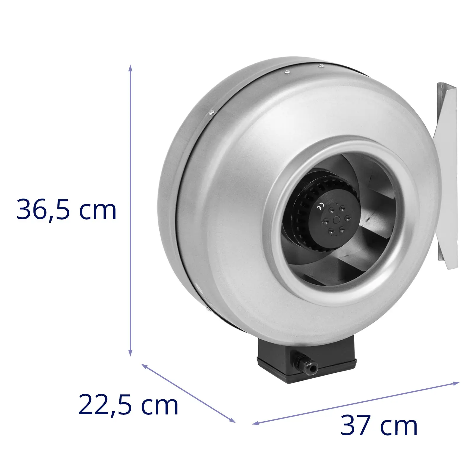 Radiální ventilátor - 1 000 m³/h - 2 592 ot/min - Ø výstupu 200 mm - pozinkovaná ocel