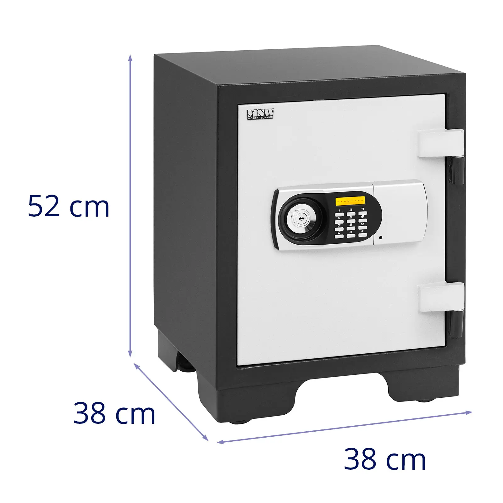 Πυράντοχο χρηματοκιβώτιο - 38 x 38 x 52 cm - ψηφιακό - 2 κλειδιά - συρτάρι
