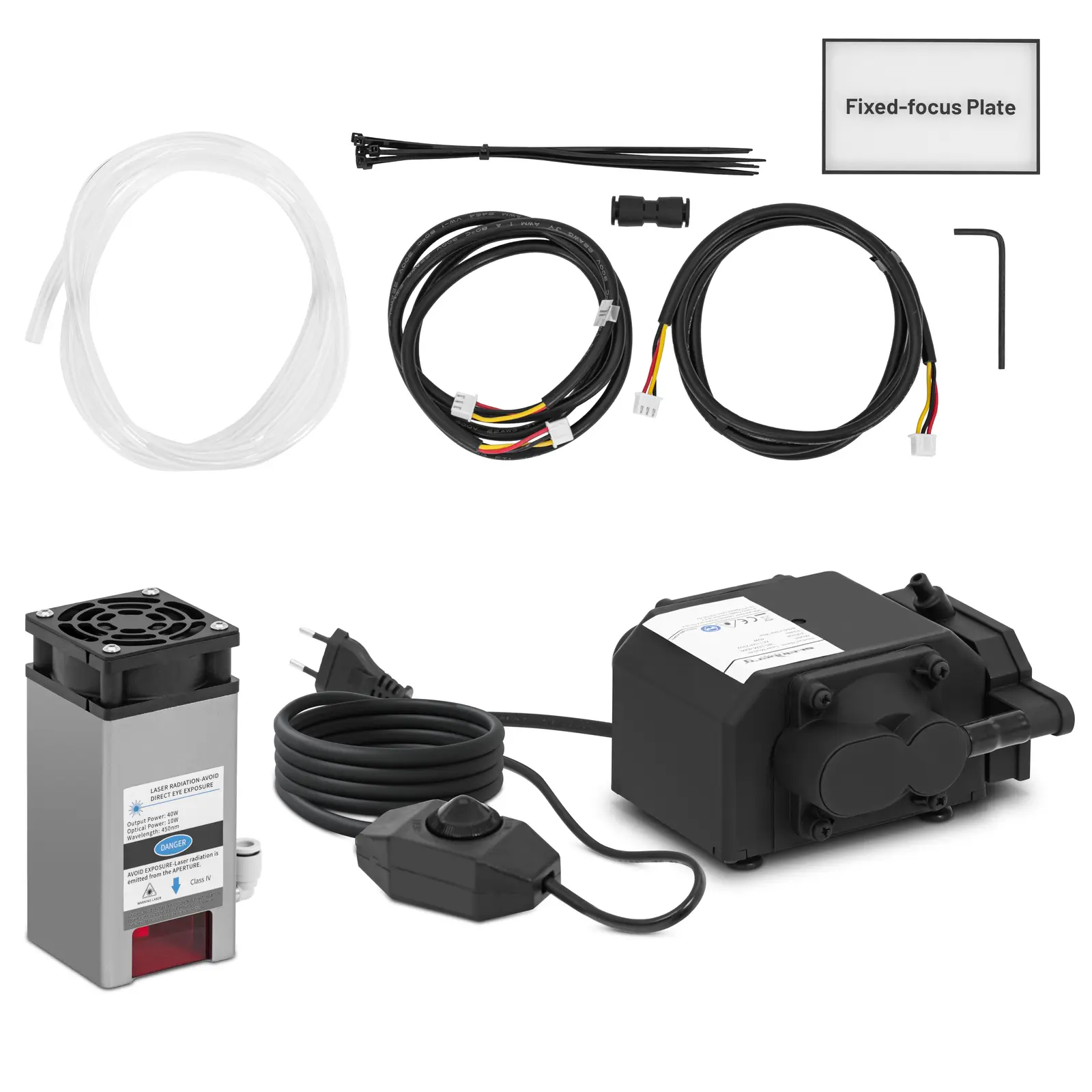 Air Assist Laser Module - med fast fokusplate - 10 W - 27 l/min - for laserskjærere / lasergravere