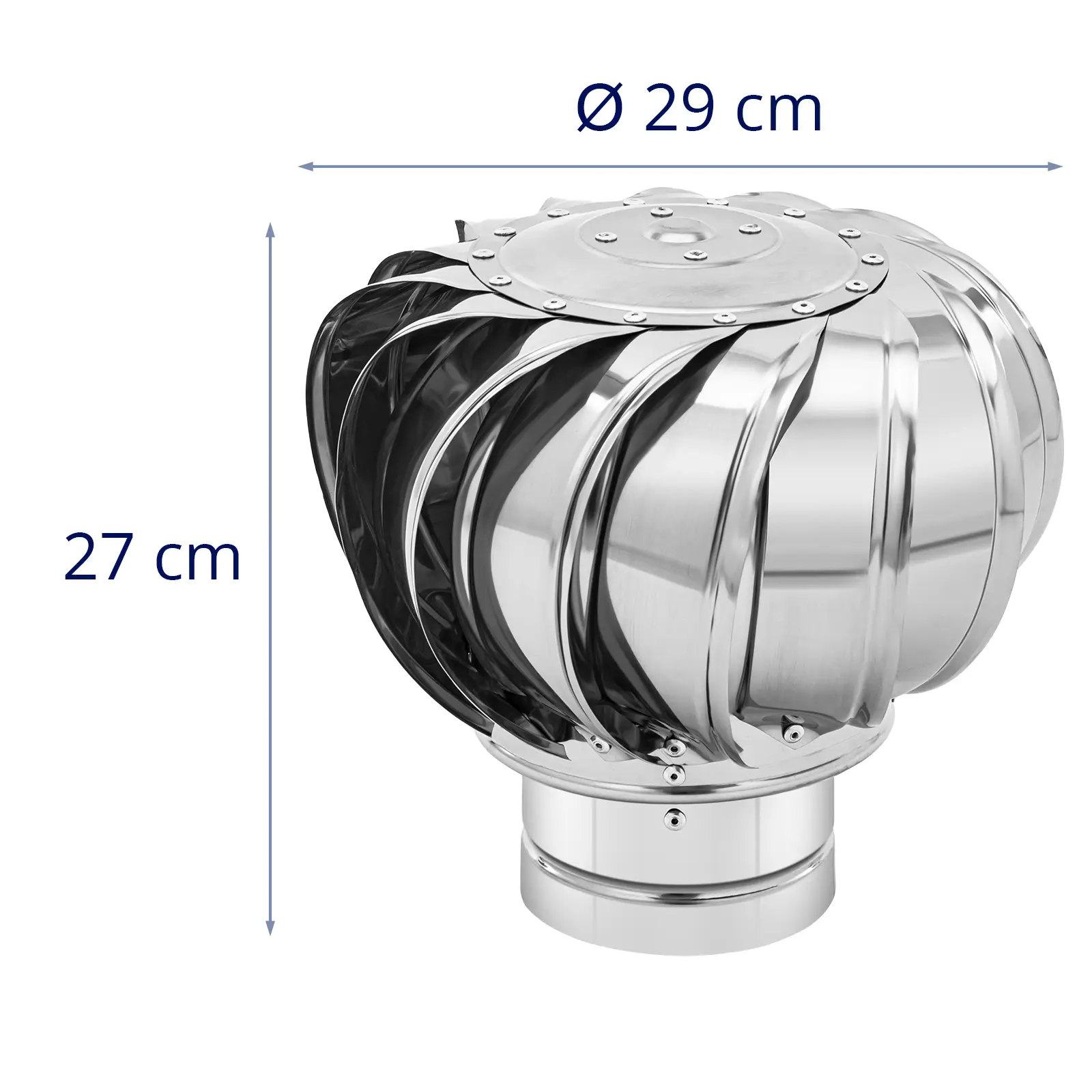 Coș de coș de fum rotativ - acționat de vânt - oțel inoxidabil - 12 cm