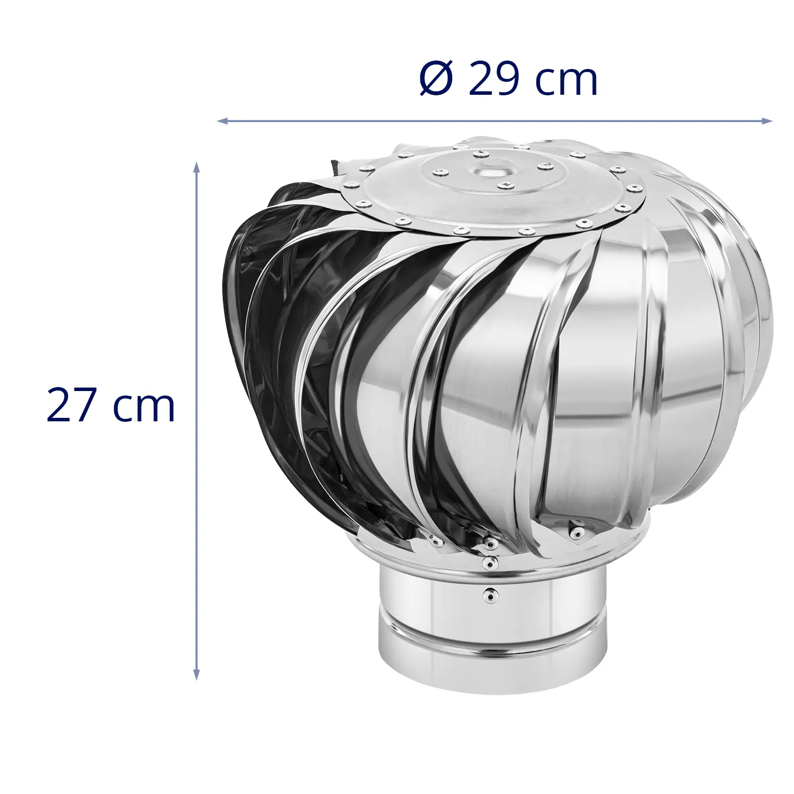 Rotating Chimney Cowl - wind-driven - stainless steel - 12 cm