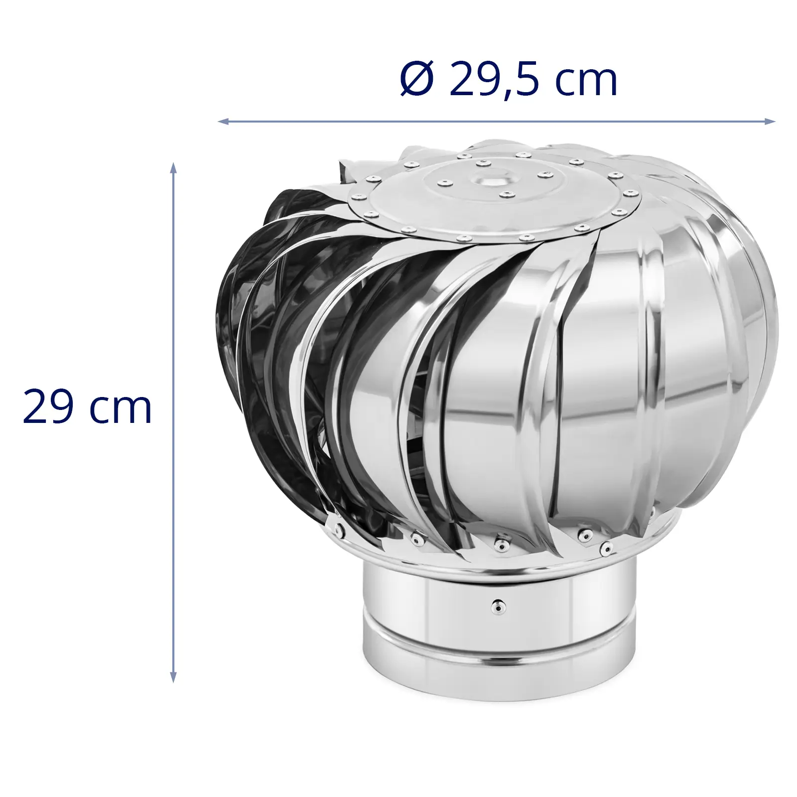 Comignolo girevole - Azionato dal vento - Acciaio inox - 15 cm