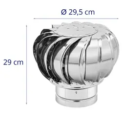 Strešný ventilátor - poháňaný vetrom - nerez - 15 cm