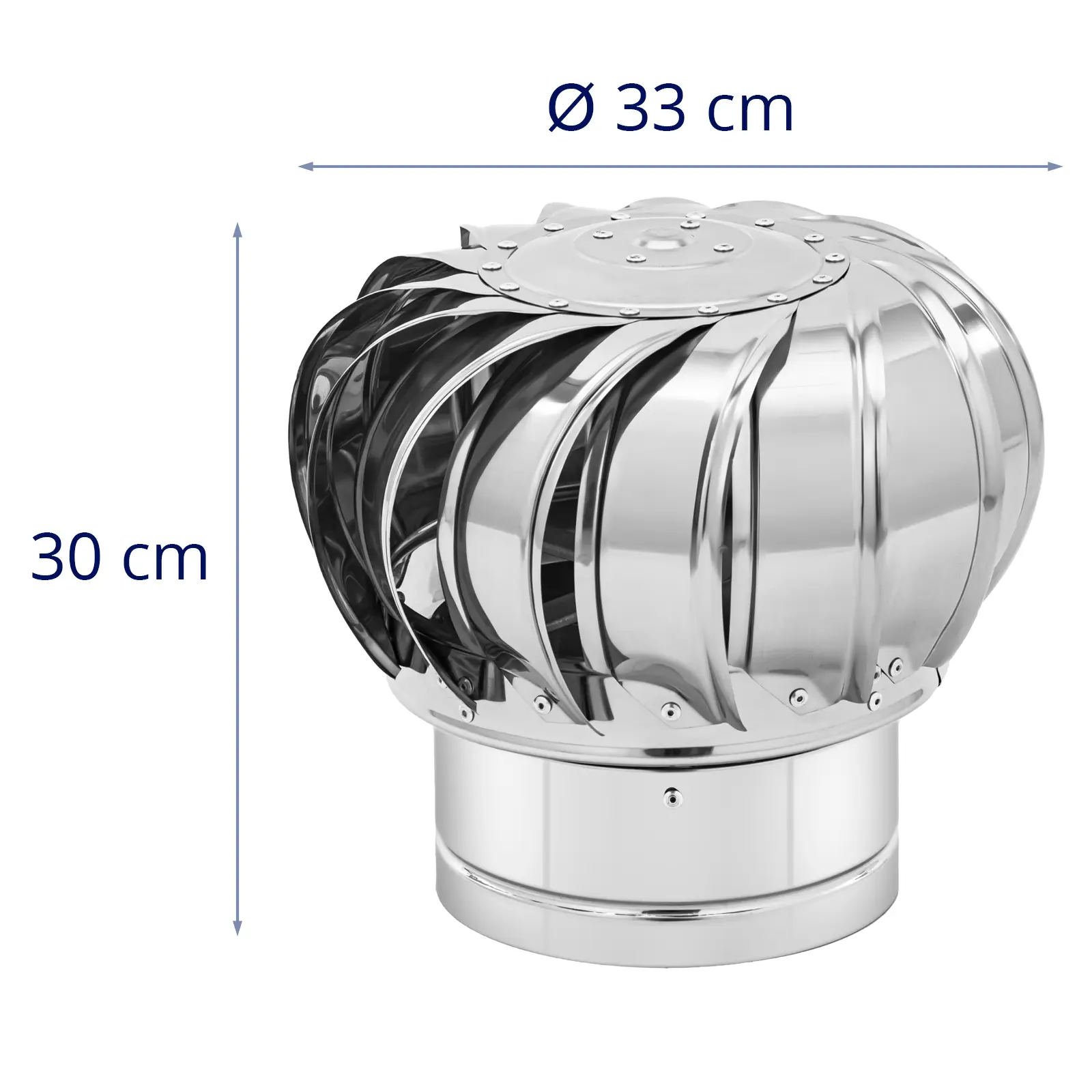 Střešní ventilátor - poháněný větrem - ušlechtilá ocel - 20 cm (Průměr: 20 cm)