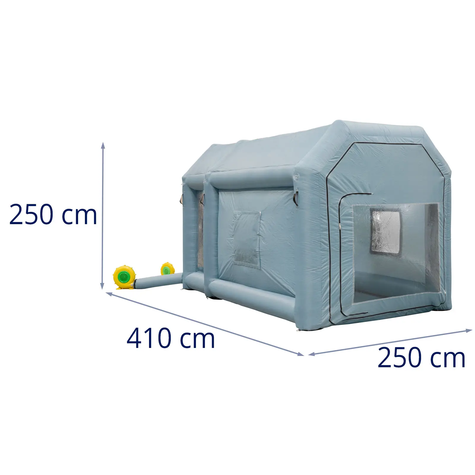 Ilmatäytteinen maalauskammio - 4 x 2,5 x 2,5 m - 750 W:n puhallin