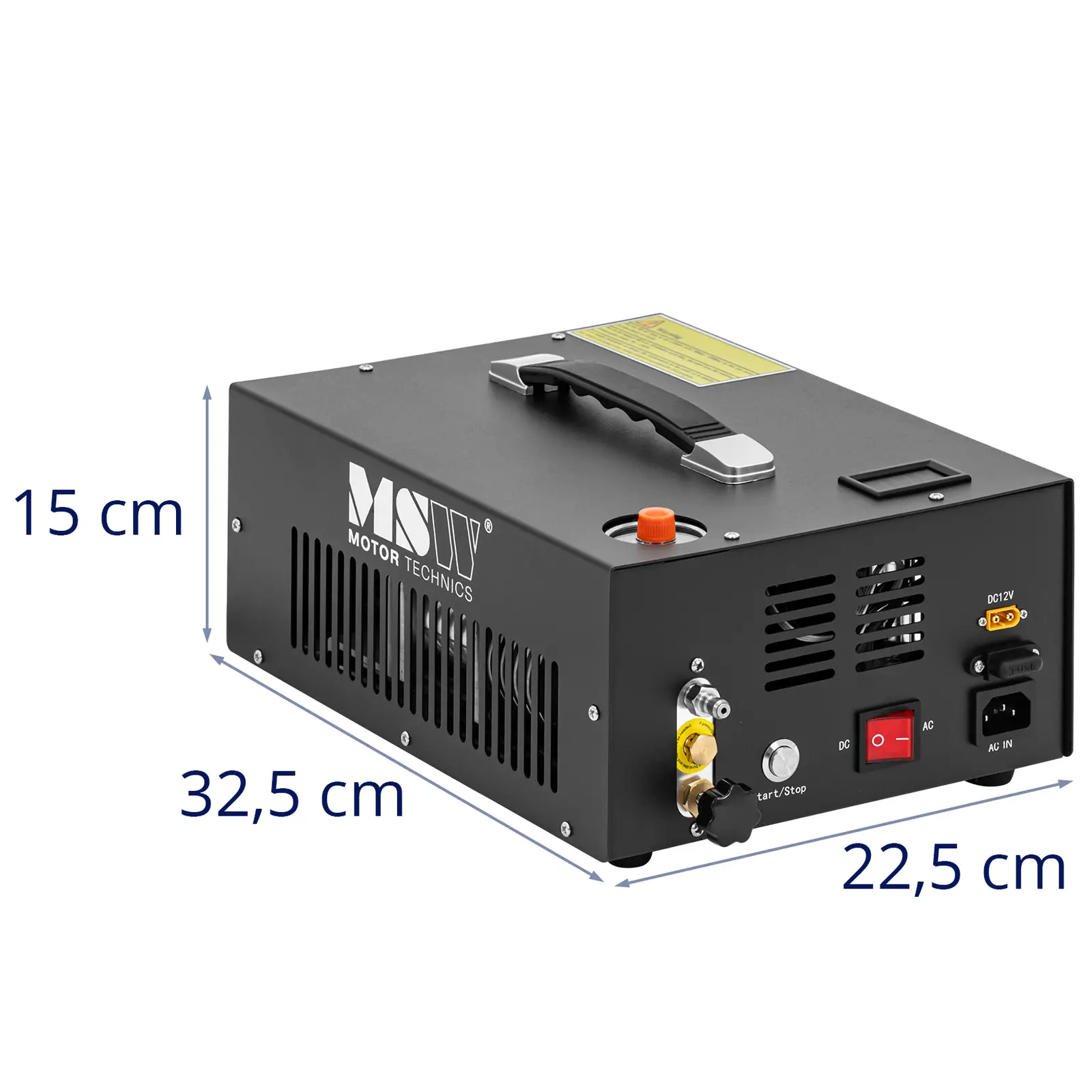 Compresseur PCP - compact - 300 bar - 12/220 V - 350 W - arrêt automatique (Capacité du récipient: 1.5 l)
