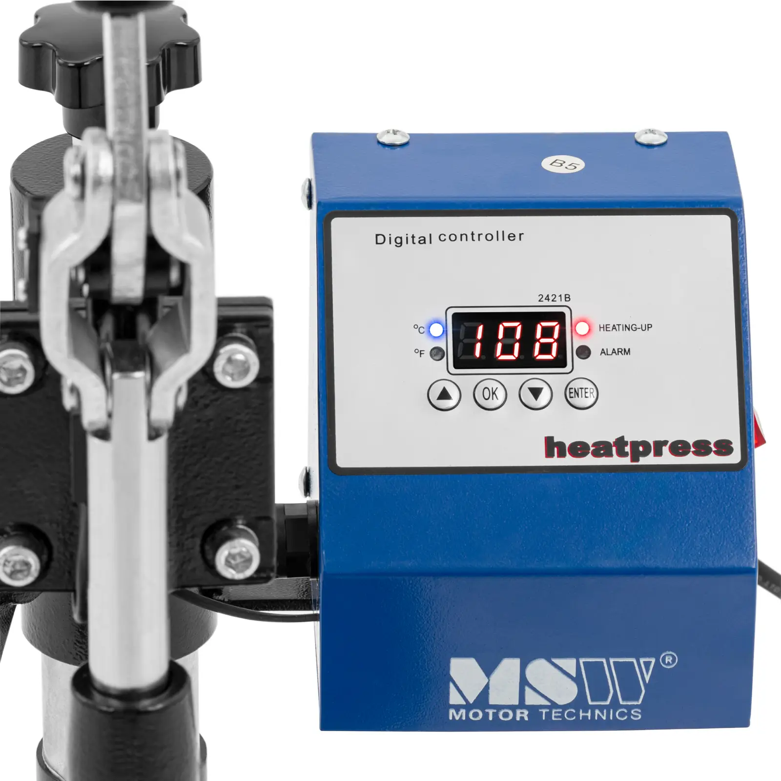 Kappenpresse - bis 250 °C - LCD-Anzeige - Timer - schwenkbar - mit höhenverstellbarem Stativ  (Stromkabel: 1.5 m)