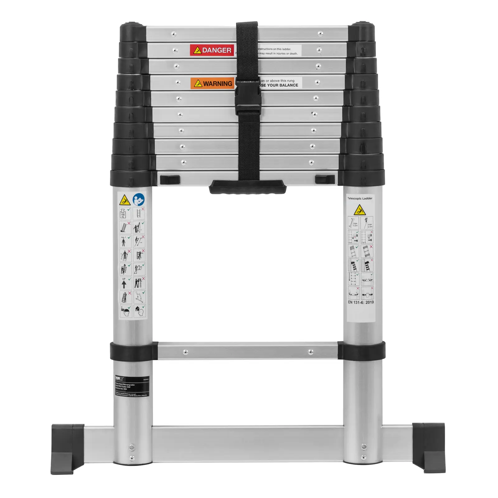 Telescopic Ladder - 10 steps - aluminium - height: 0.85 - 3.20 m