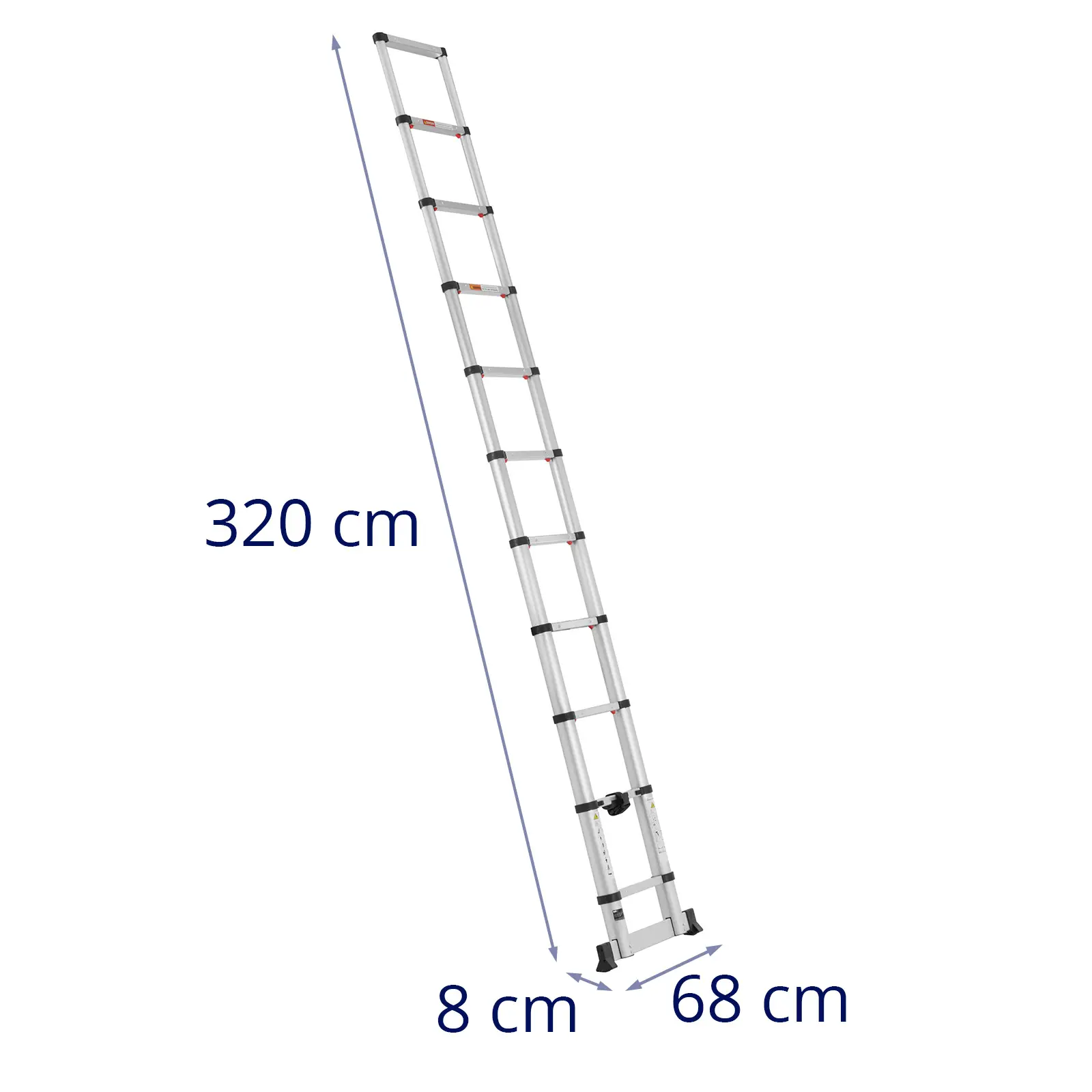 Telescopic Ladder - 10 steps - aluminium - height: 0.85 - 3.20 m